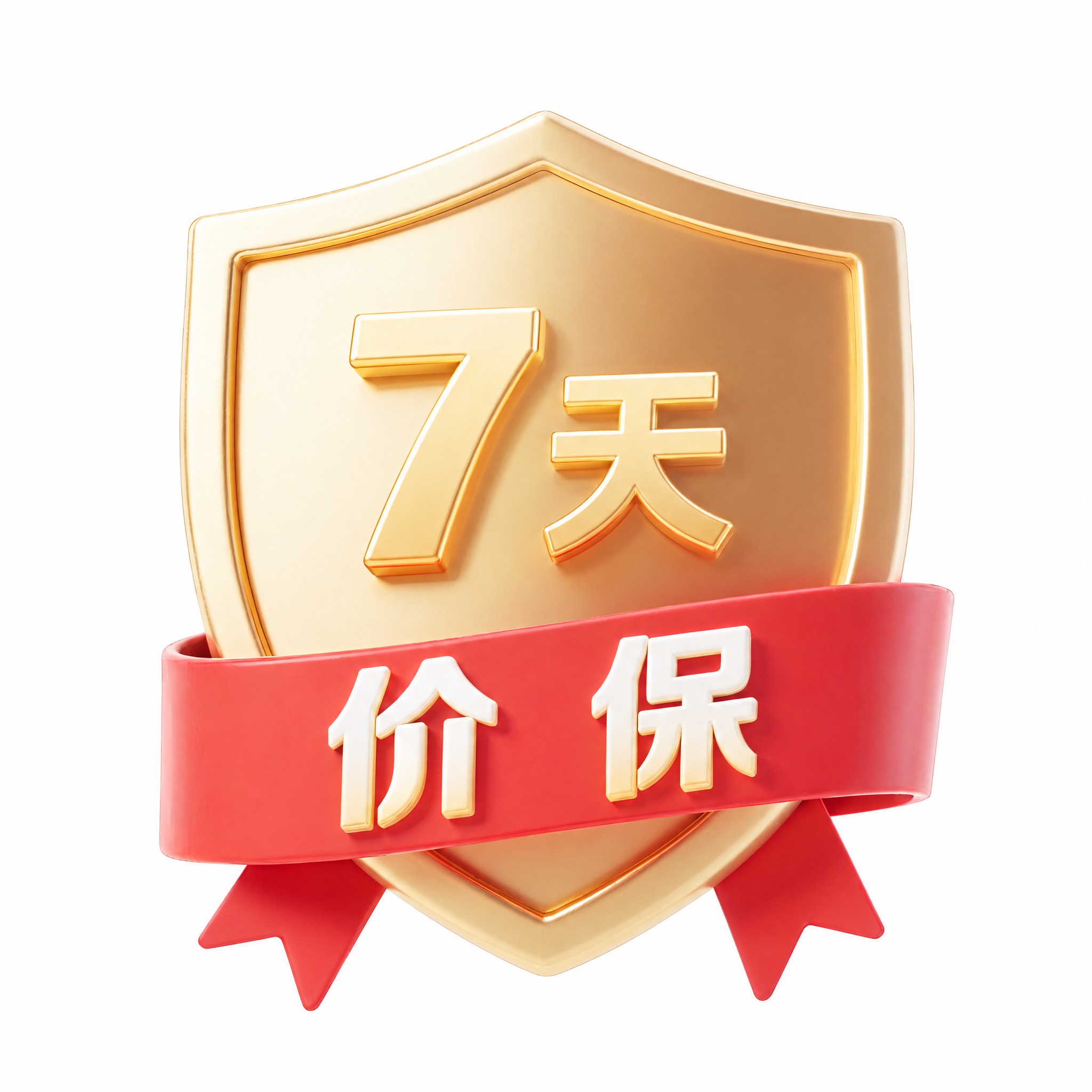 将盾牌上的"30天"改为"7天"，保持金色3D立体字风格、盾牌… - 图片创意预览