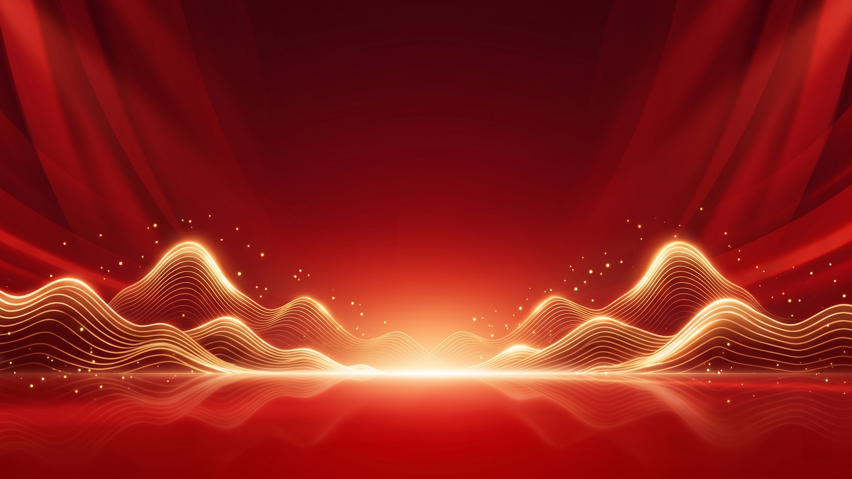 参考原图风格，重新生成红色大气背景，带有发光流线山峦造型，保留… - 图片创意预览