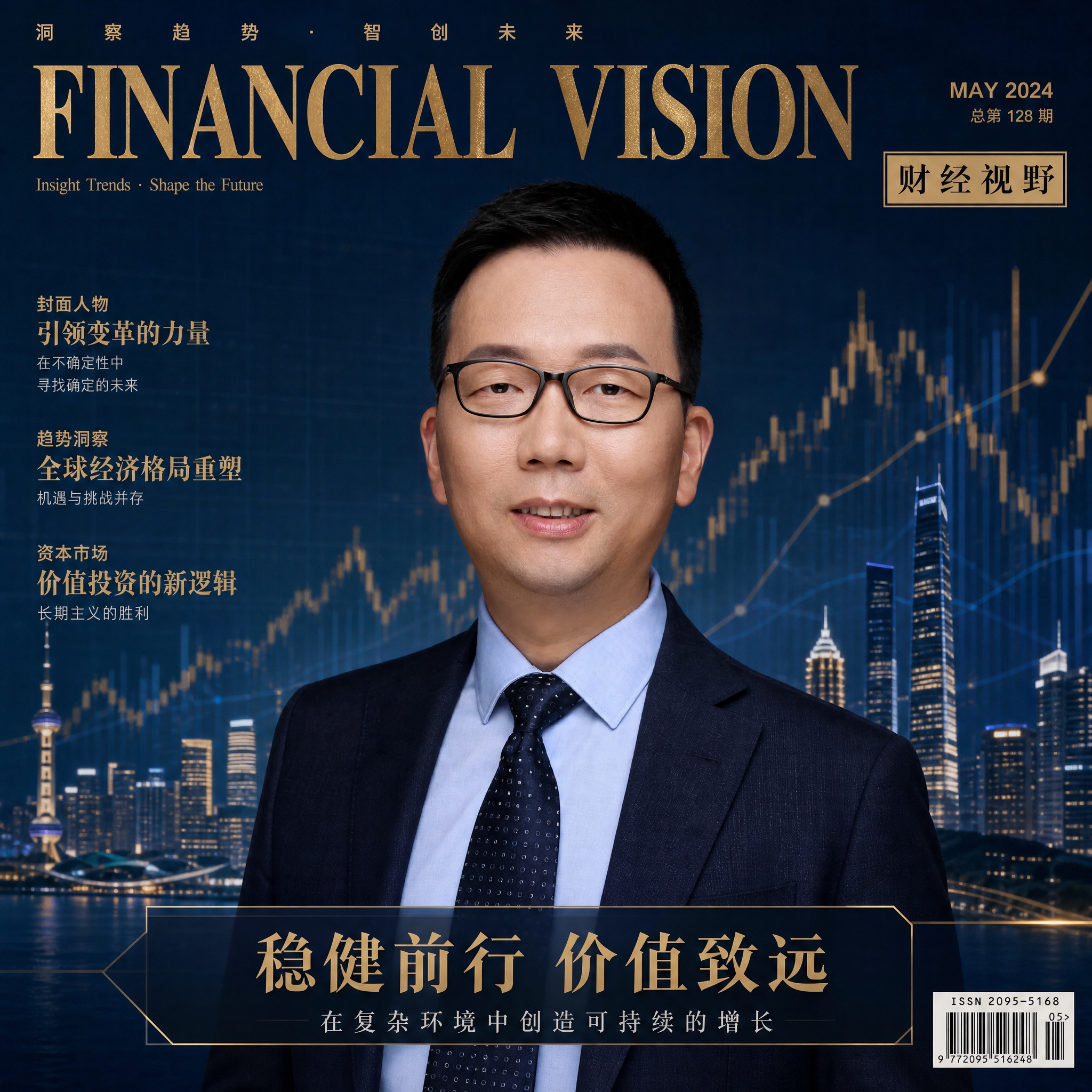 财经人物杂志封面设计，以图中戴眼镜的亚洲男性商务人物为封面主角… - 图片创意预览
