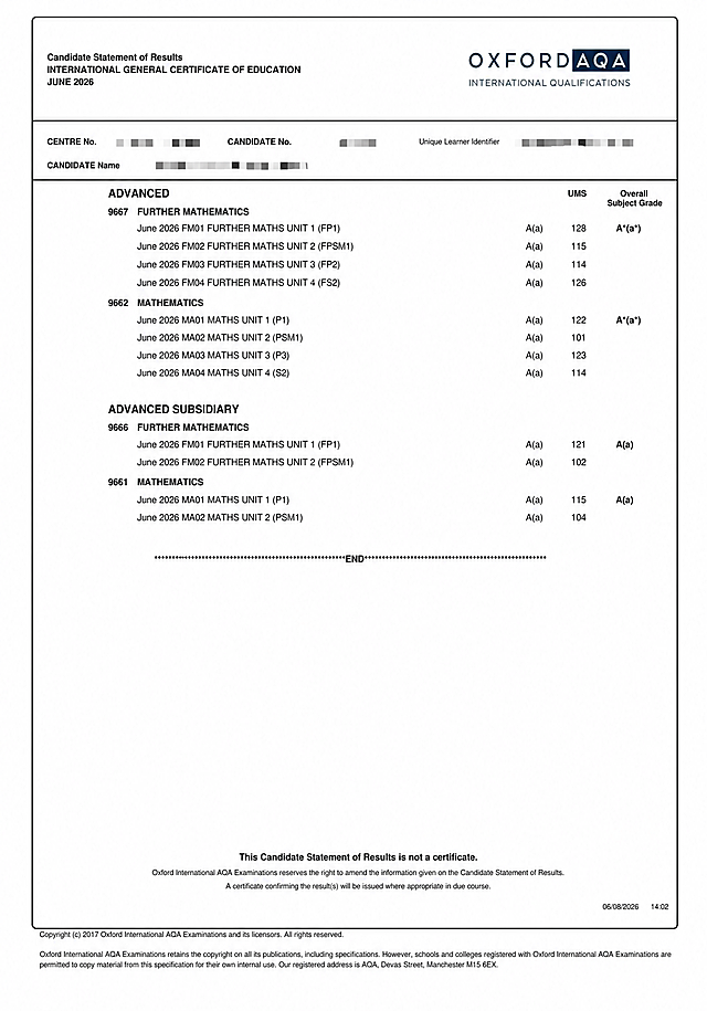 去除图片中斜向的红色“mo留学教育”水印文字，还原被水印遮挡的成绩单文字、数字和背景，保持文档整体清晰、字体和排版与原图一致，其余内容不变
