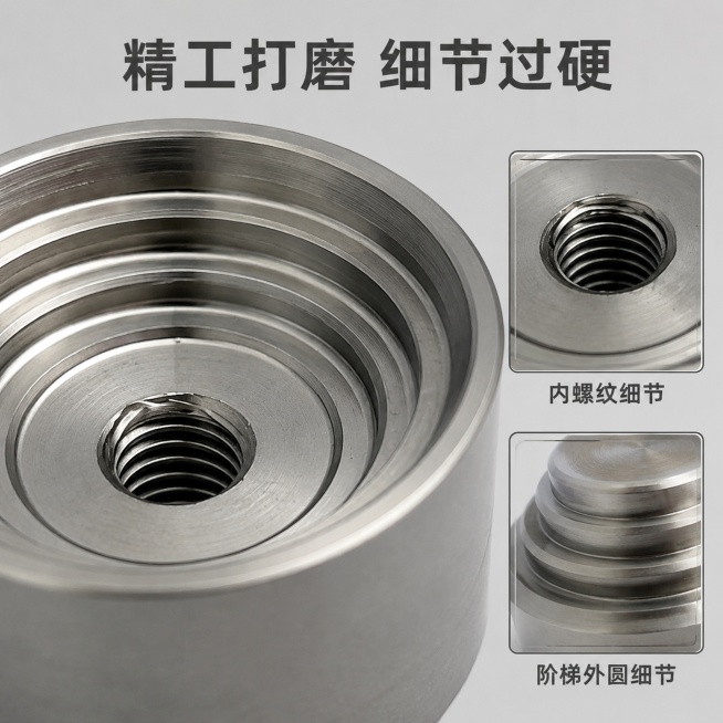 [主图-3] 45度O型圈模具工艺细节特写。[氛围风格] 微距细节展示，突出工艺品质。[画质] 超微距商业摄影，细节清晰锐利，质感真实。[元素] 主画面为O型圈模具内螺纹孔和同心圆槽的局部微距特写，保预览效果