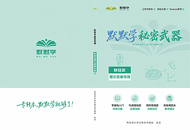 基于这张图片进行修改，保持原背景、布局、所有其他元素和颜色完全不变，只修改文字内容：1. 将右侧大标题“T妈秘密武器”替换为“默默学秘密武器”，字体改为国风毛笔书法字体（毛笔粗行楷/江湖书法标题体），“默默学”三个字为蓝色，“秘密武器”四个字为绿色，字号和位置与原标题保持一致；2. 将标题下方的英文“T MA'S SECRET WEAPON”替换为“MO MO XUE'S SECRET WEAPON”，字体风格、大小、颜色和位置保持不变；3. 左侧竖排文字“T妈秘密武器”替换为“默默学秘密武器”，字体风格、大小、颜色和位置保持不变；4. 其余所有内容（包括顶部logo、财经类理论思维导图9、底部文字和图标等）以及背景、配色、排版均保持原样，不得有任何改动。