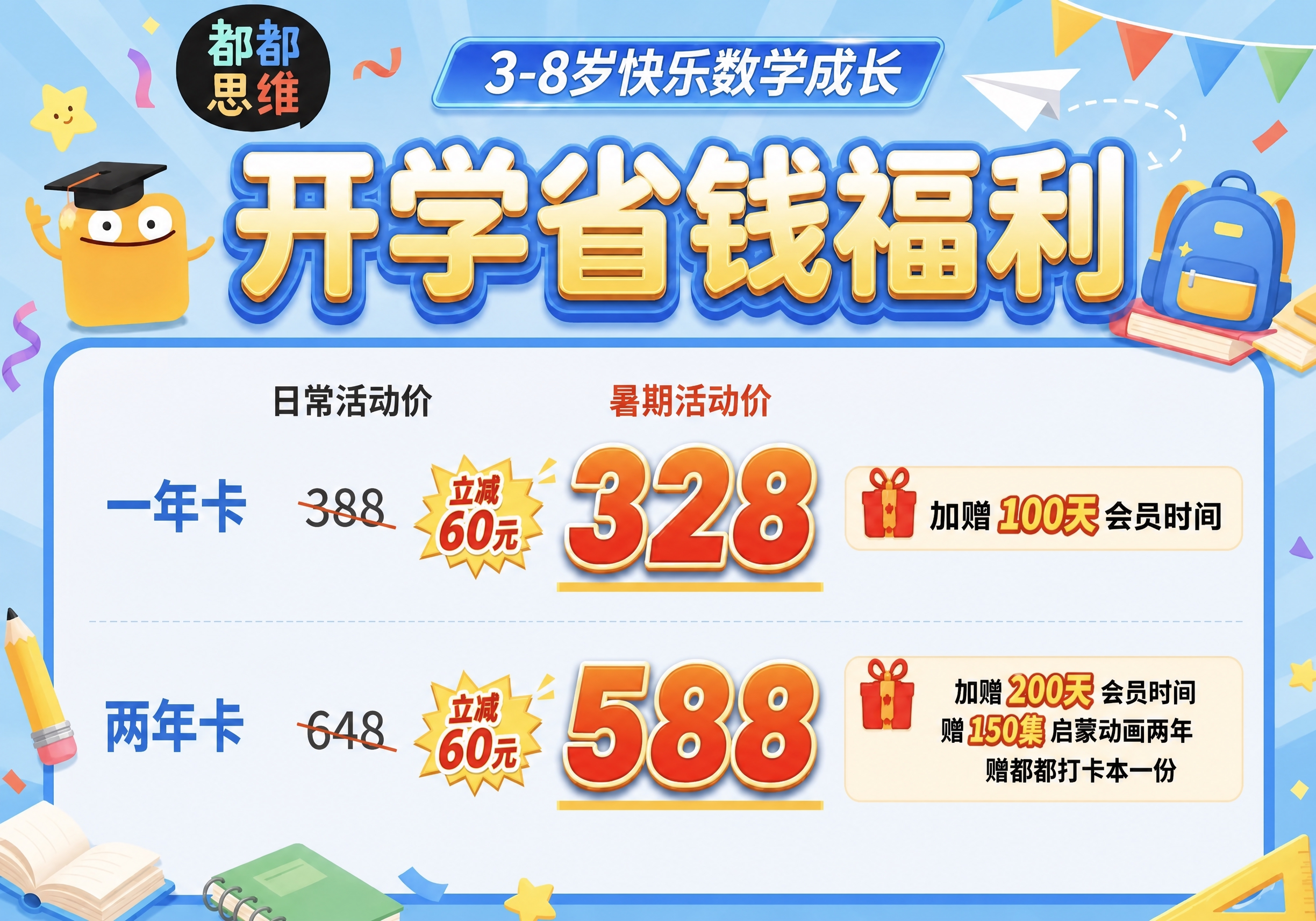 修改这张竖版都都思维会员套餐海报： 1. 【删除三年卡】只删除… - 图片创意预览