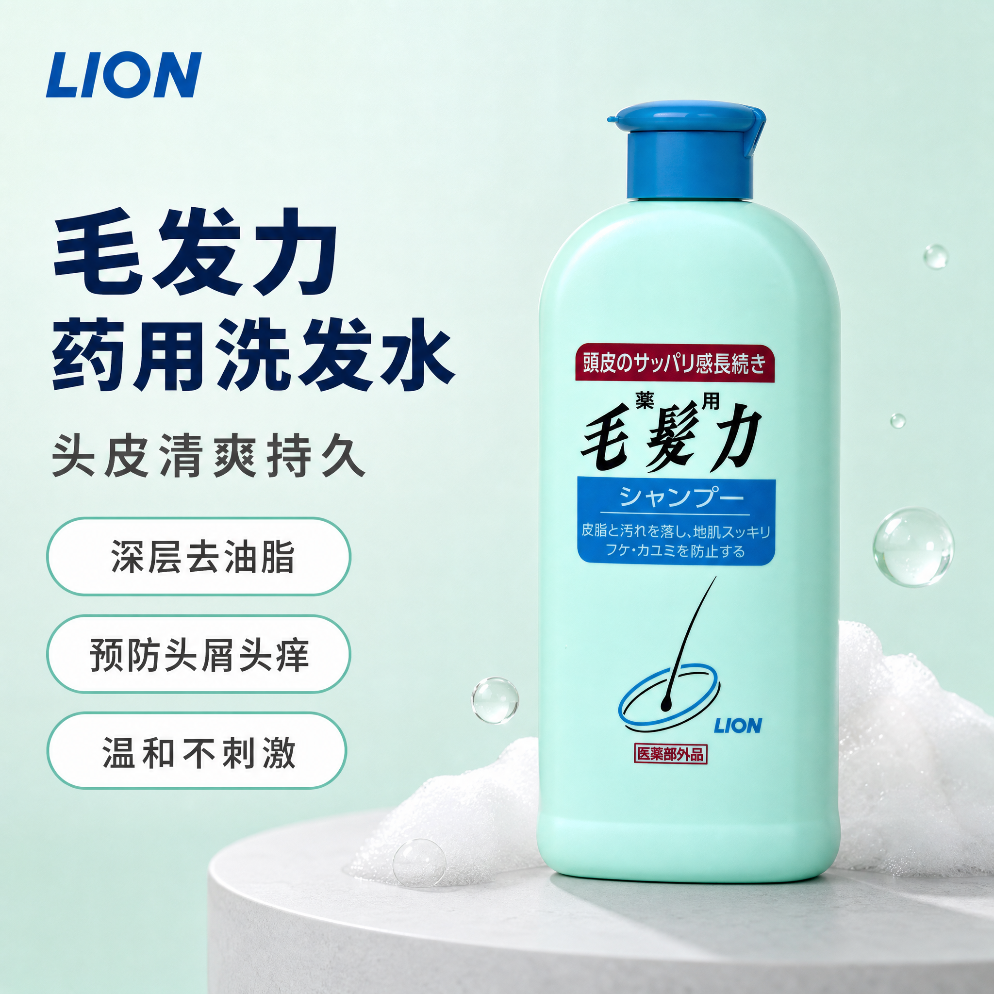 [单张主图] 狮王毛发力药用洗发水 SKU展示主图 左文右品布… - 图片创意预览