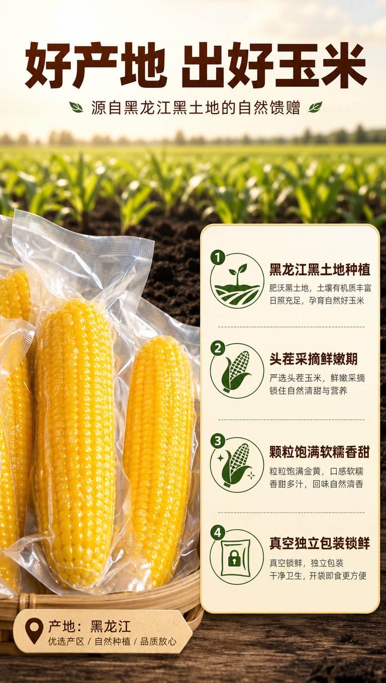 [商品] 使用【图1】黑龙江头茬黄粘玉米，真空独立包装；保留玉… - 图片创意预览