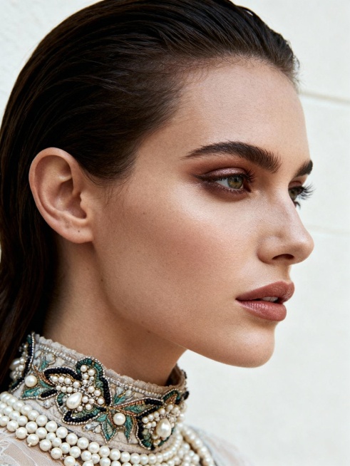 生成一张类似角度的外国女性模特图预览效果