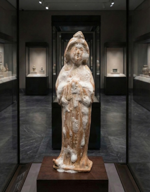 陶俑上沾满了洗面奶泡沫预览效果