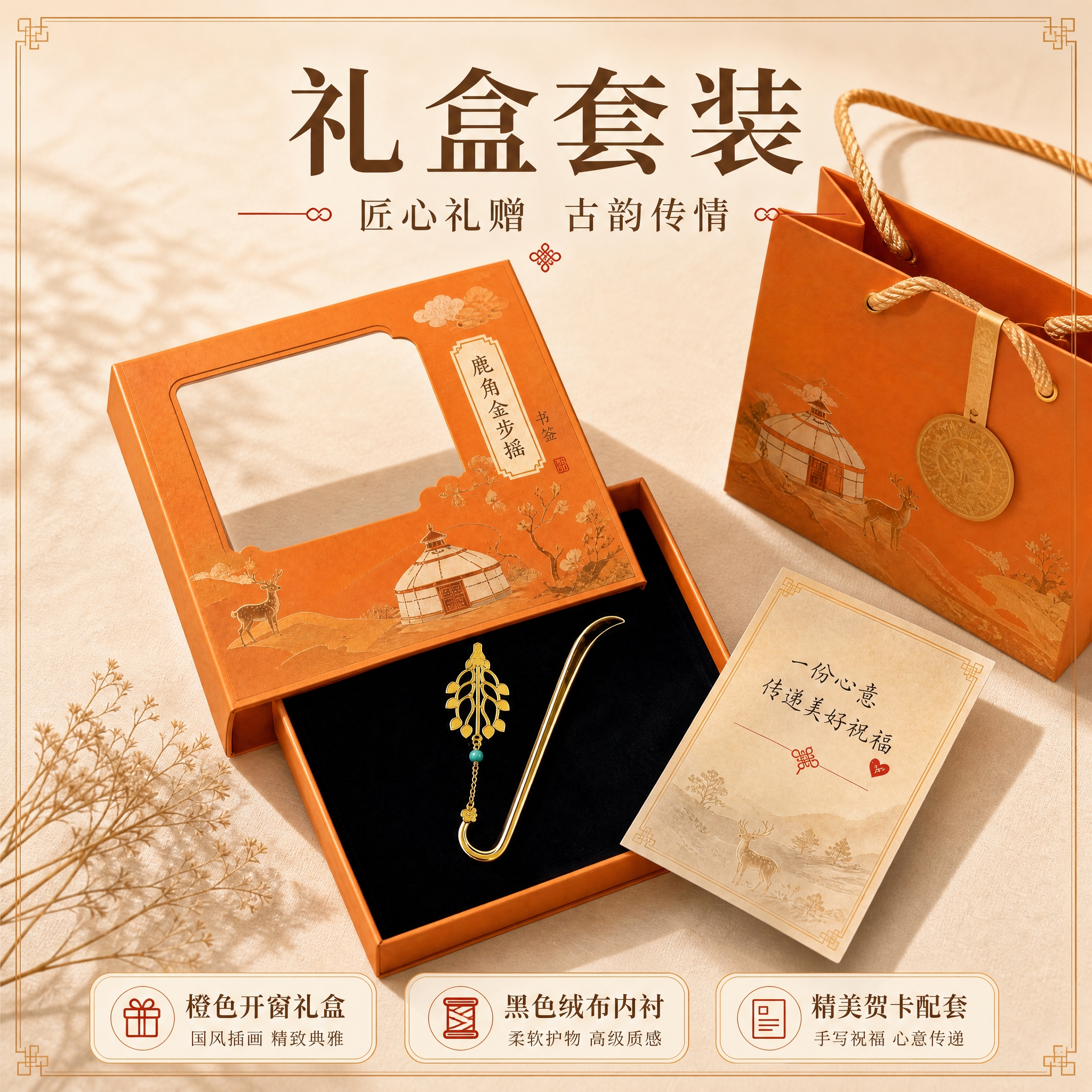 [主图-5] 礼盒套装展示，突出橙色开窗礼盒与礼赠价值，适合送… - 图片创意预览