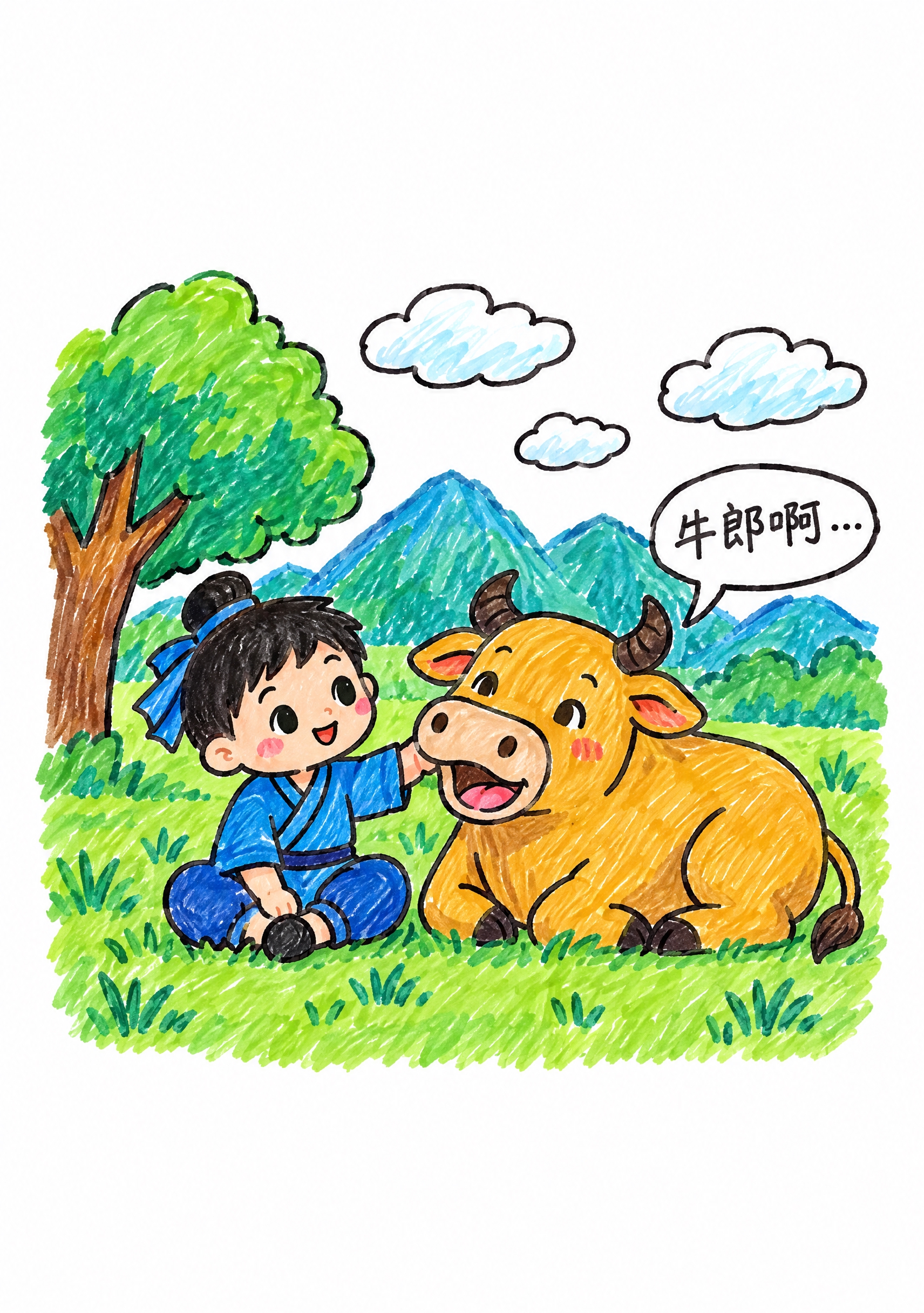 A4竖版，纯白色背景，四周留白，马克笔手绘风格，四年级小学生手… - 图片创意预览