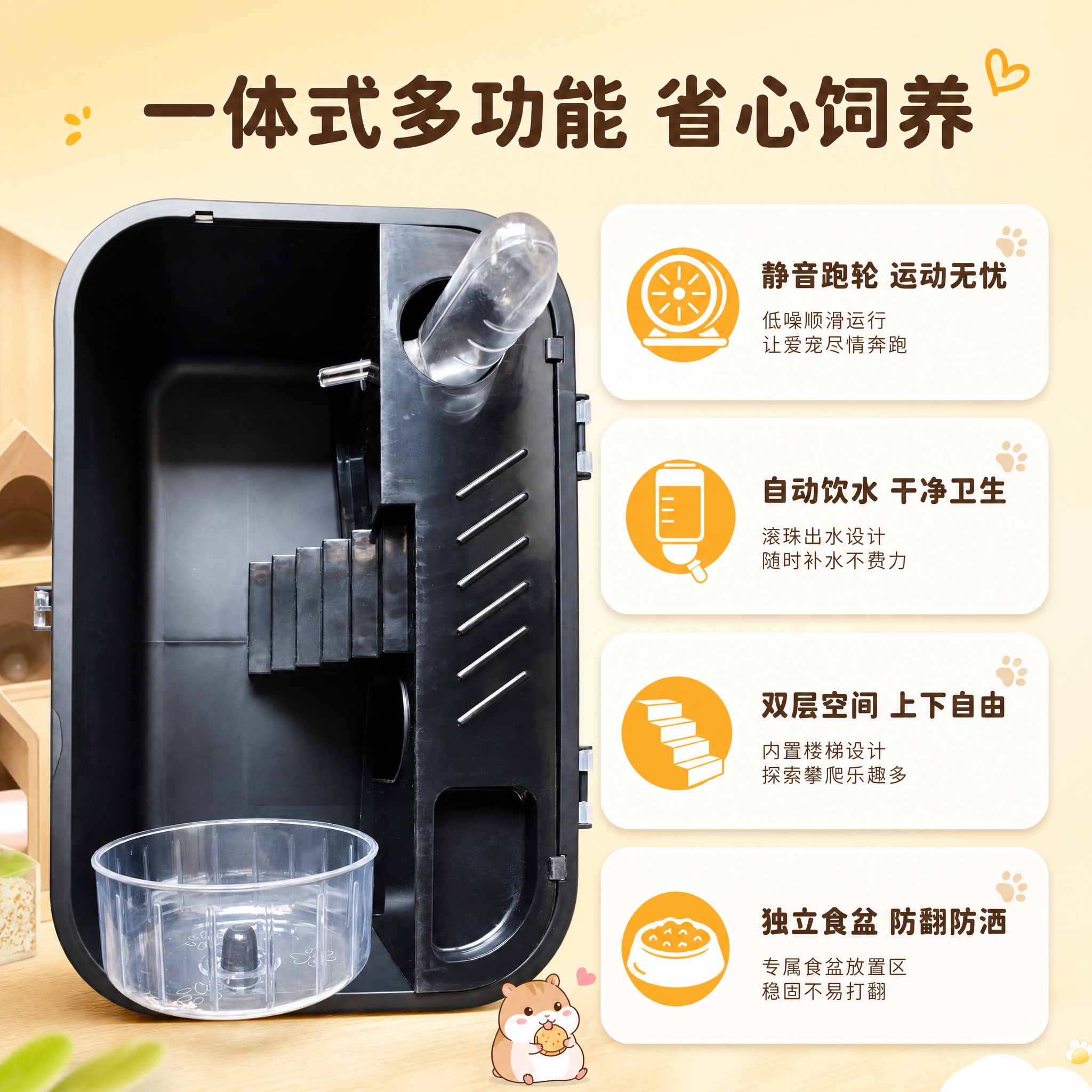[主图-2] 核心功能卖点图，任务是展示饲养盒的四大核心功能优… - 图片创意预览