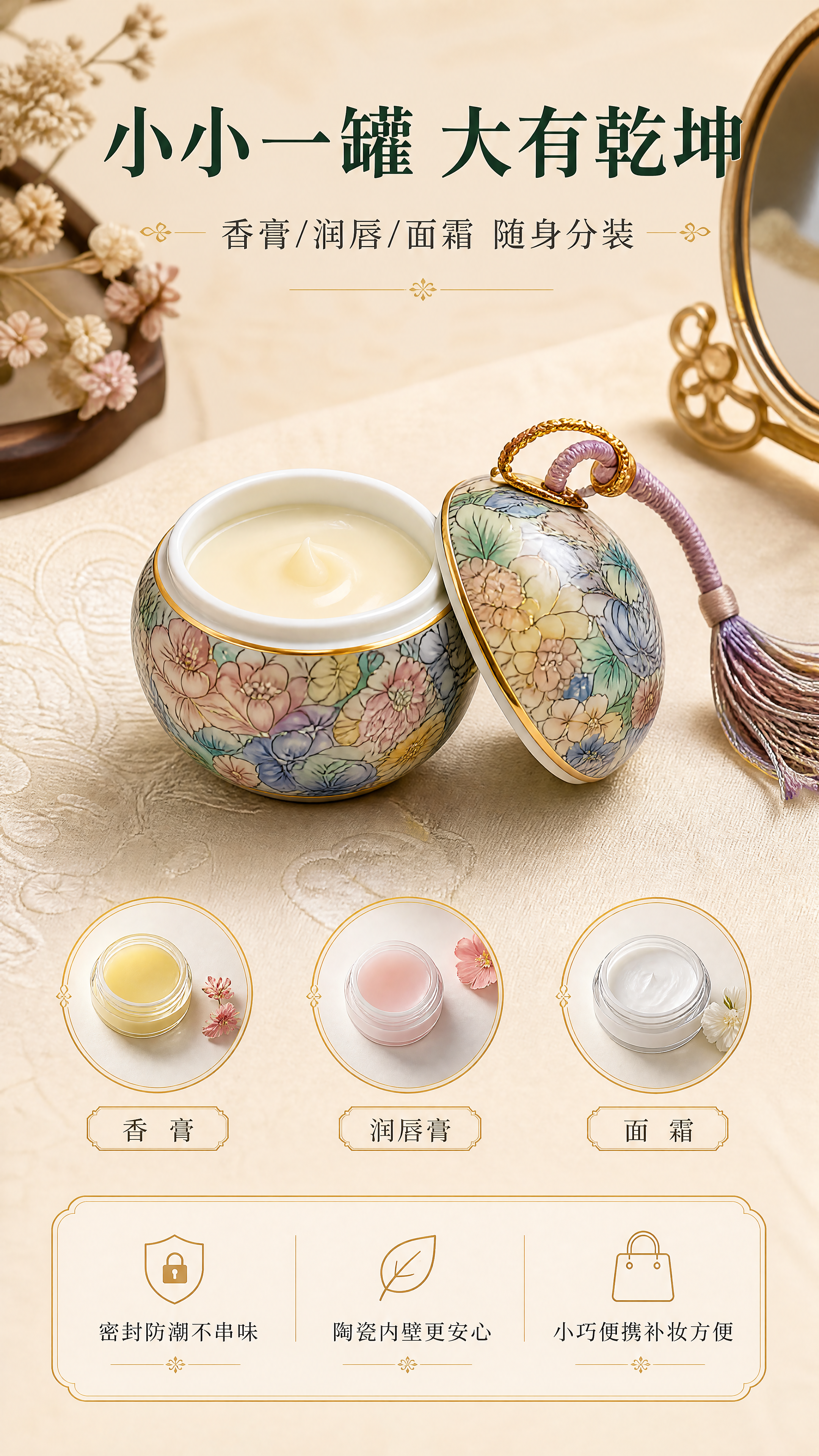 [商品] 使用【图1】骨子里·万花陶瓷分装罐；保留球形罐体、万… - 图片创意预览