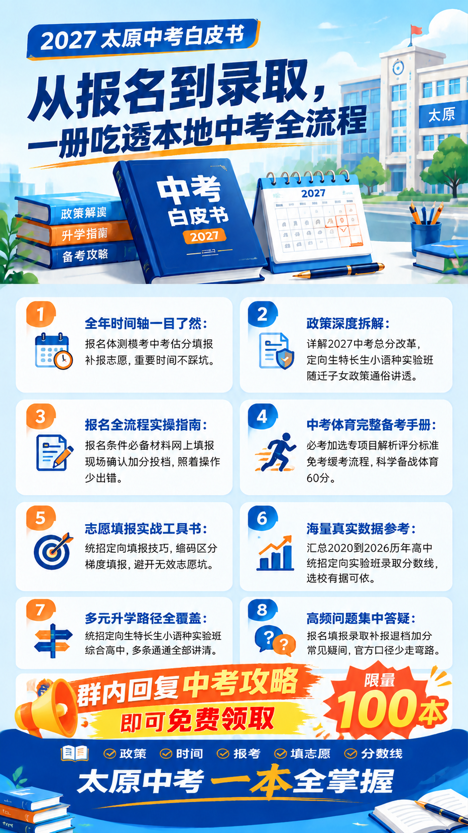 基于这张2027太原中考白皮书海报进行修改：在底部Slogan… - 图片创意预览