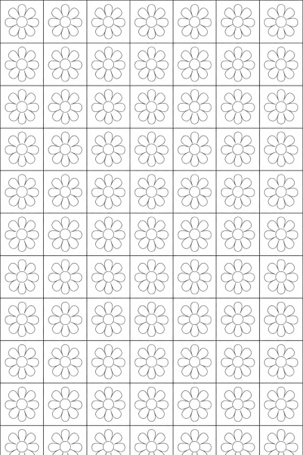 将图片转为黑白线稿，保留花朵棋盘格子的轮廓线条，去掉原有颜色填充预览效果