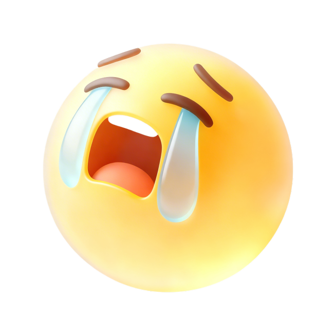 移除图片上所有的水印文字，保留原有的哭泣3D黄色emoji表情和纯白色背景，保持图像的原有风格不变预览效果