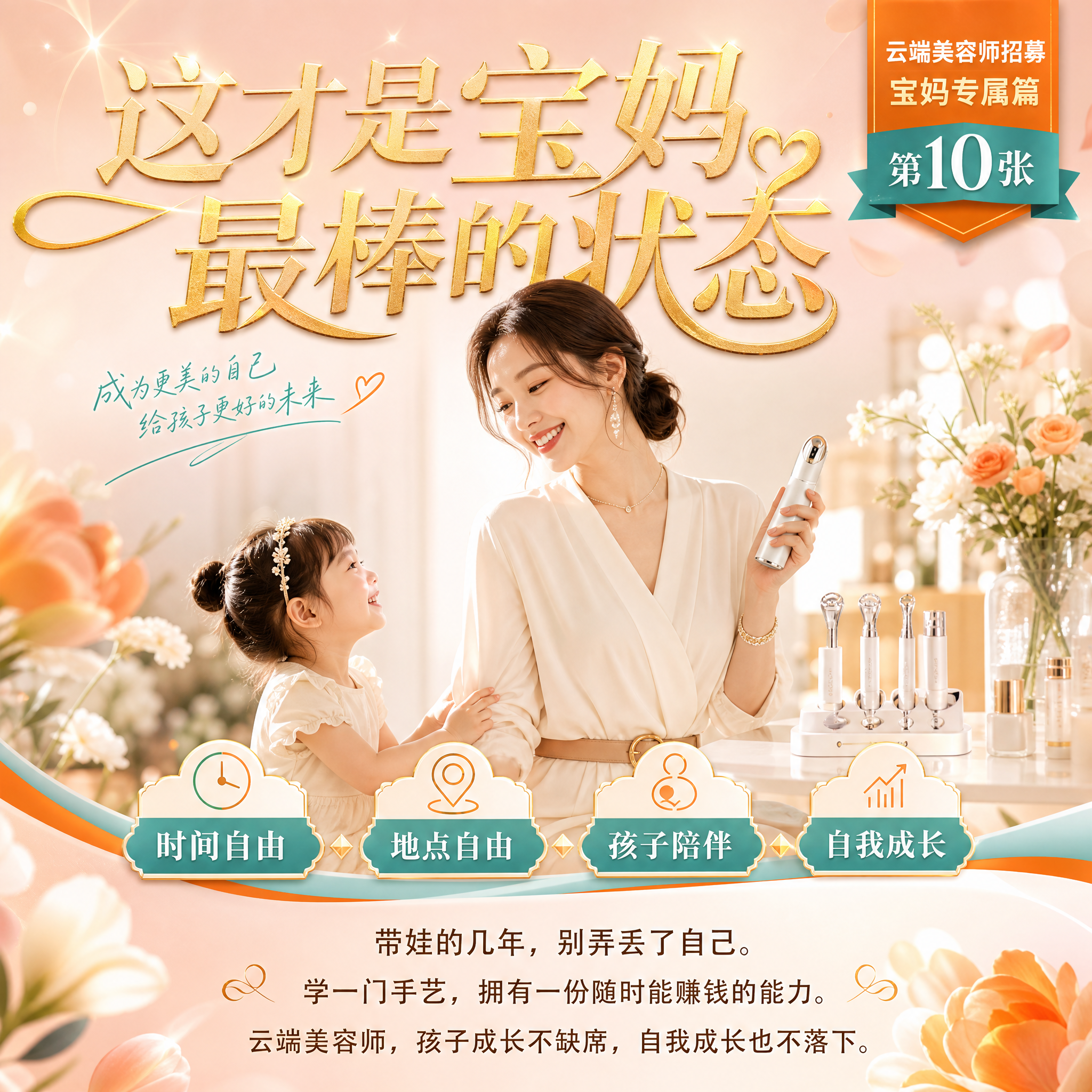 轻奢美业风朋友圈正方形图，1:1比例，爱马仕橙+松石绿+白色配… - 图片创意预览