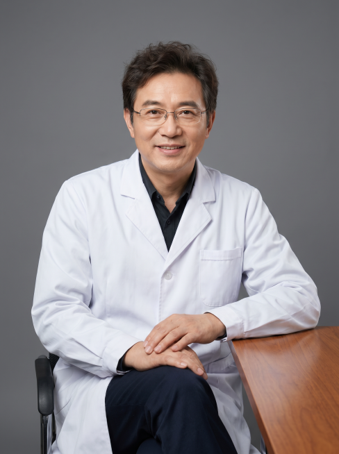 参考图中保留人物脸型、发型、年龄等特征生成主任医师职场形象照,标准焦段50mm,f/4光圈(f/2.8-f/4区间),平视视角(镜头与人物视线齐平);人物占画面70%,人物居中(居中构图),位于画面中预览效果