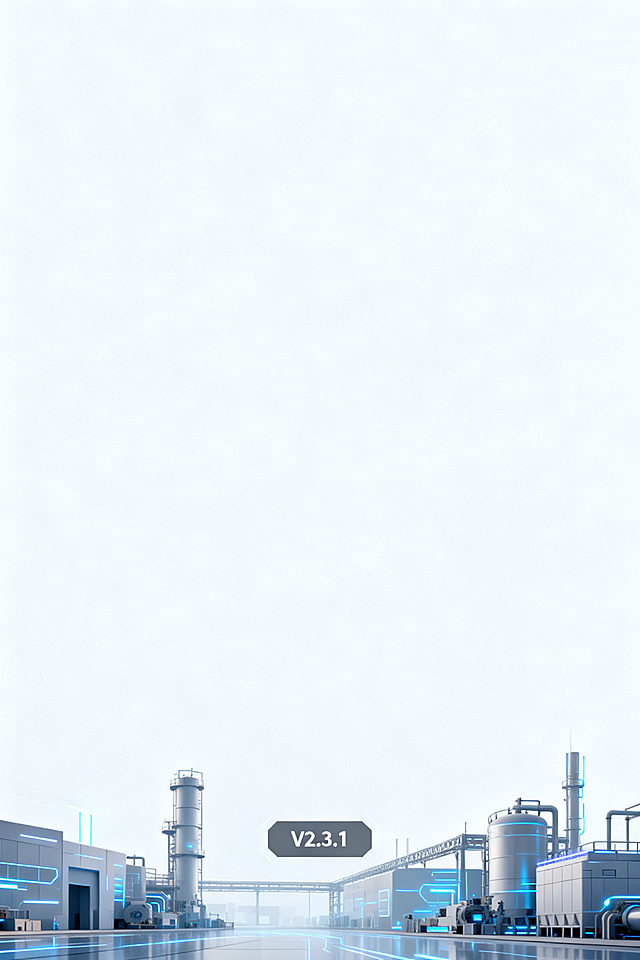 浅色干净背景，带有科技感的智能工厂风格背景，图片底部展示软件版本信息，整体简约现代，充满科技感