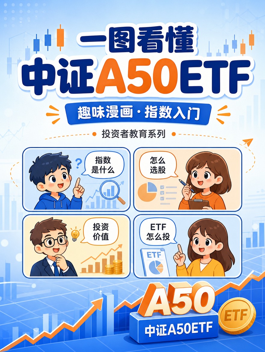 [商品] 无实物商品，主题为中证A50ETF投资者教育长图文头… - 图片创意预览