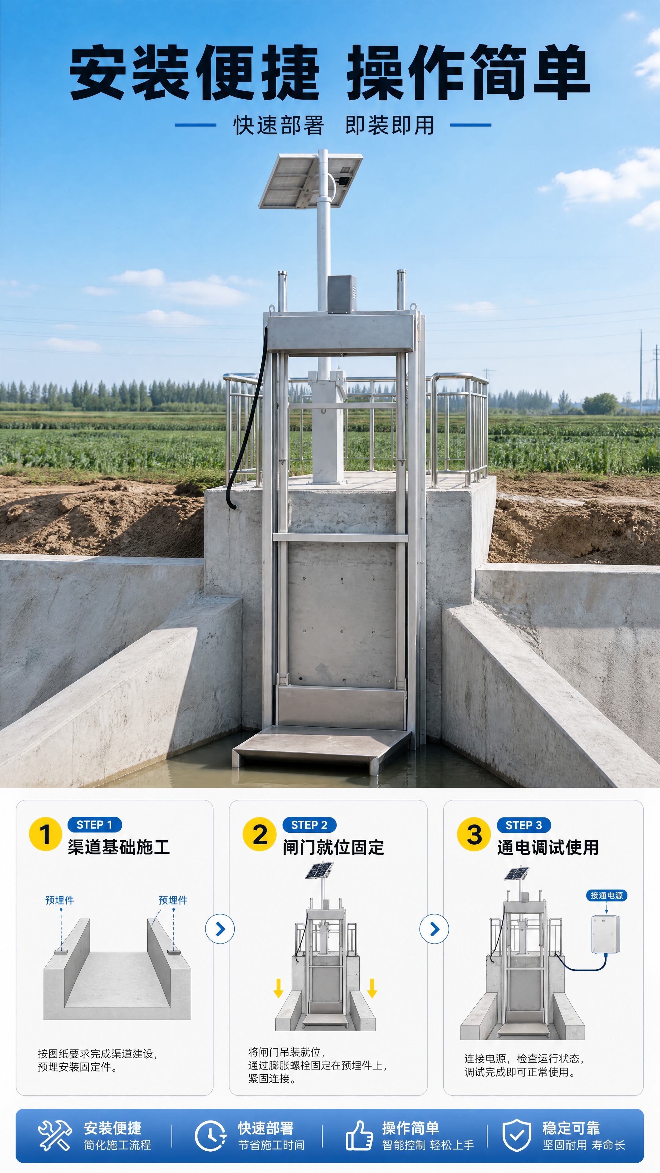 [商品] 使用【图5】混凝土渠道安装式闸门；保留太阳能板立柱、… - 图片创意预览