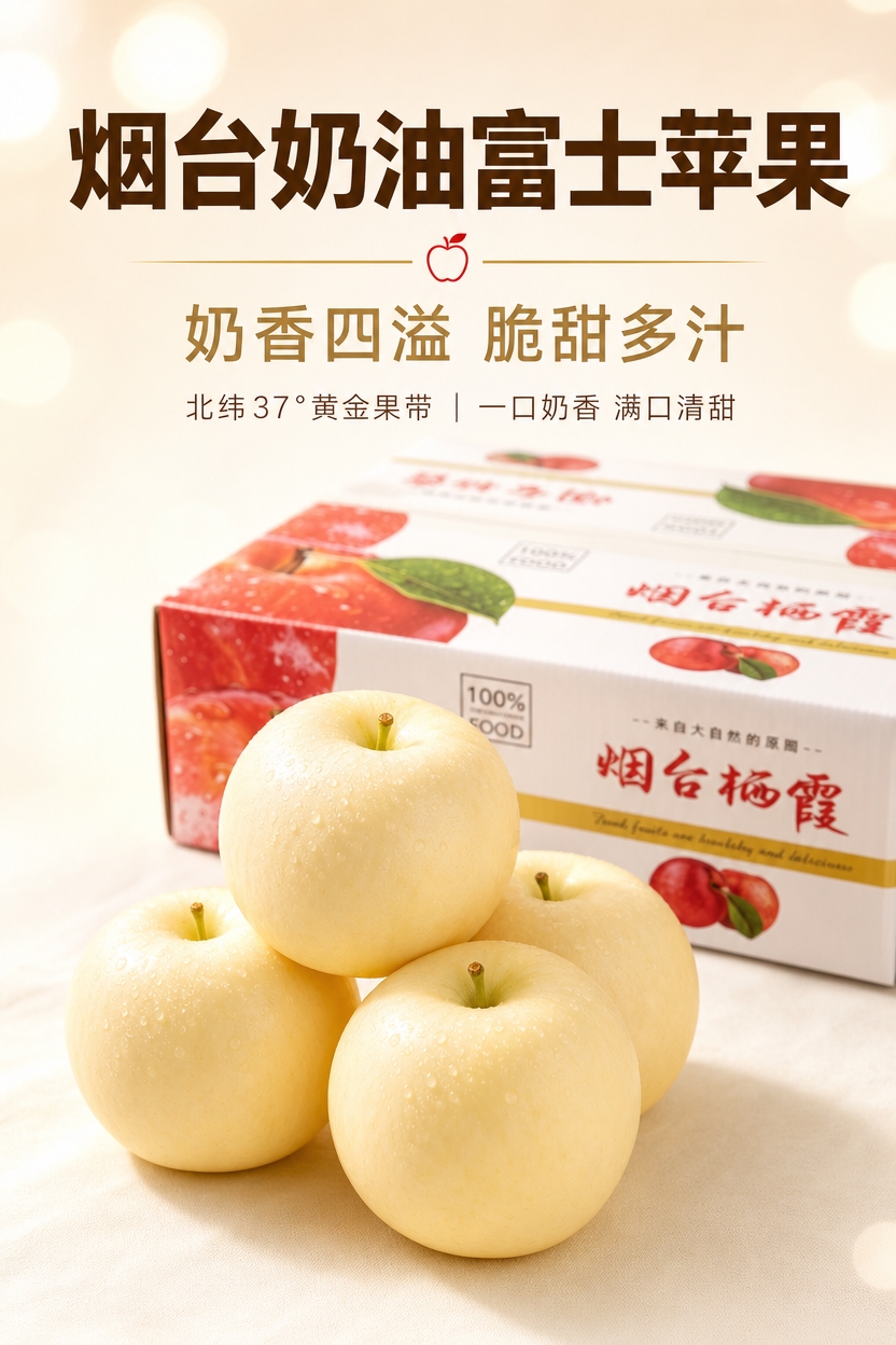 [商品] 使用【图1】【图2】中的烟台奶油富士苹果及包装箱；保… - 图片创意预览