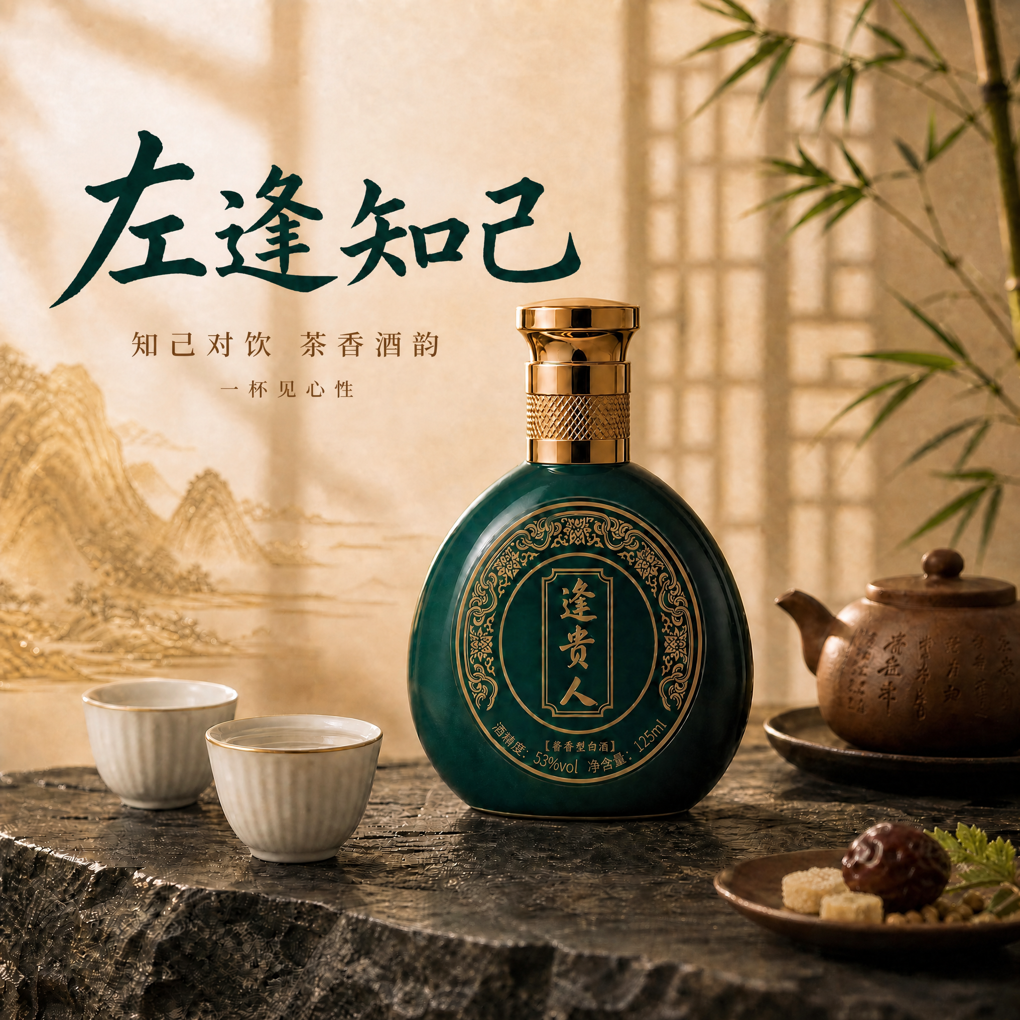 修改这张品鉴场景图的标题文字，将现有的三行大字全部替换。保持酒… - 图片创意预览