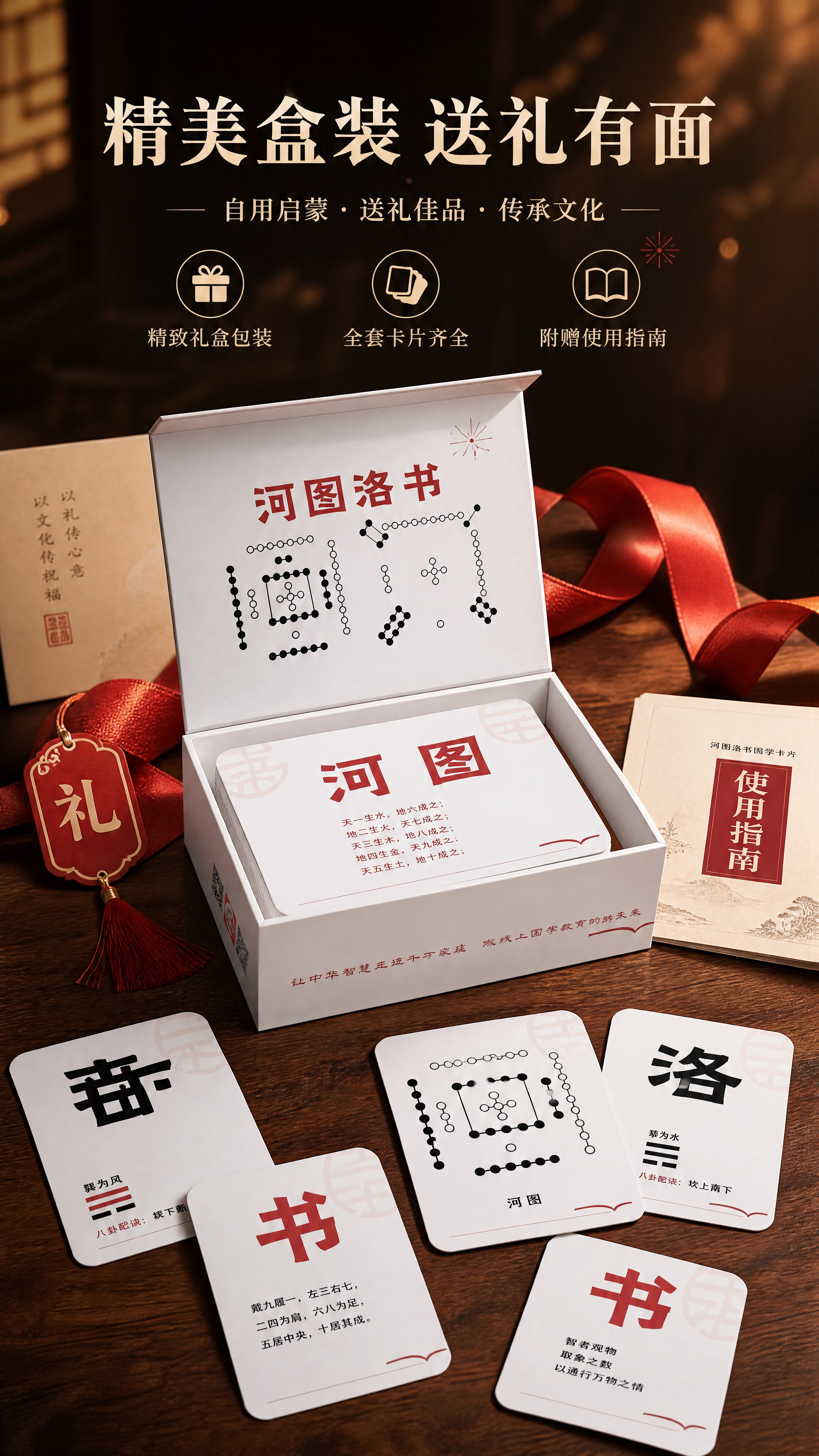 [商品] 使用【图1】河图洛书国学卡片套装；保留白色包装盒外观… - 图片创意预览