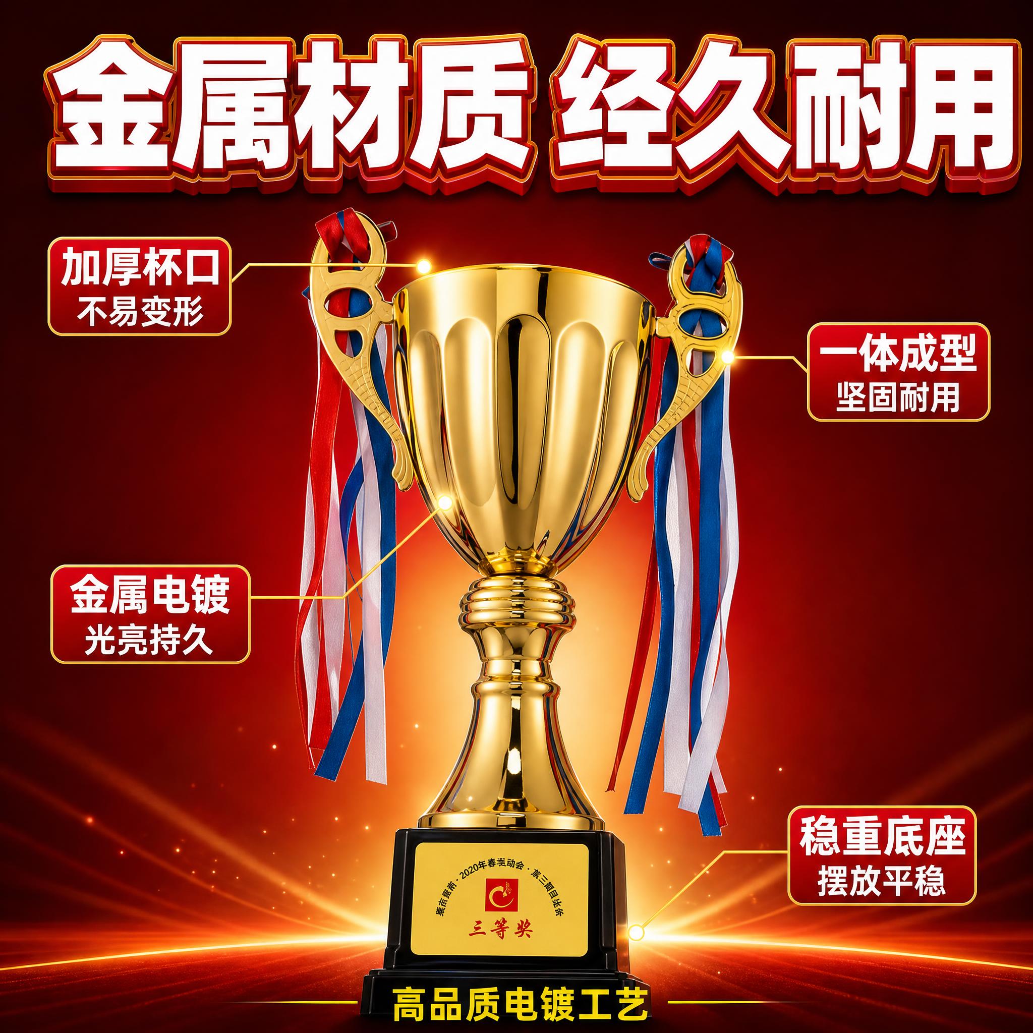 [主图-2] 金属奖杯 核心亮点证明 展示金属材质和经久耐用特… - 图片创意预览