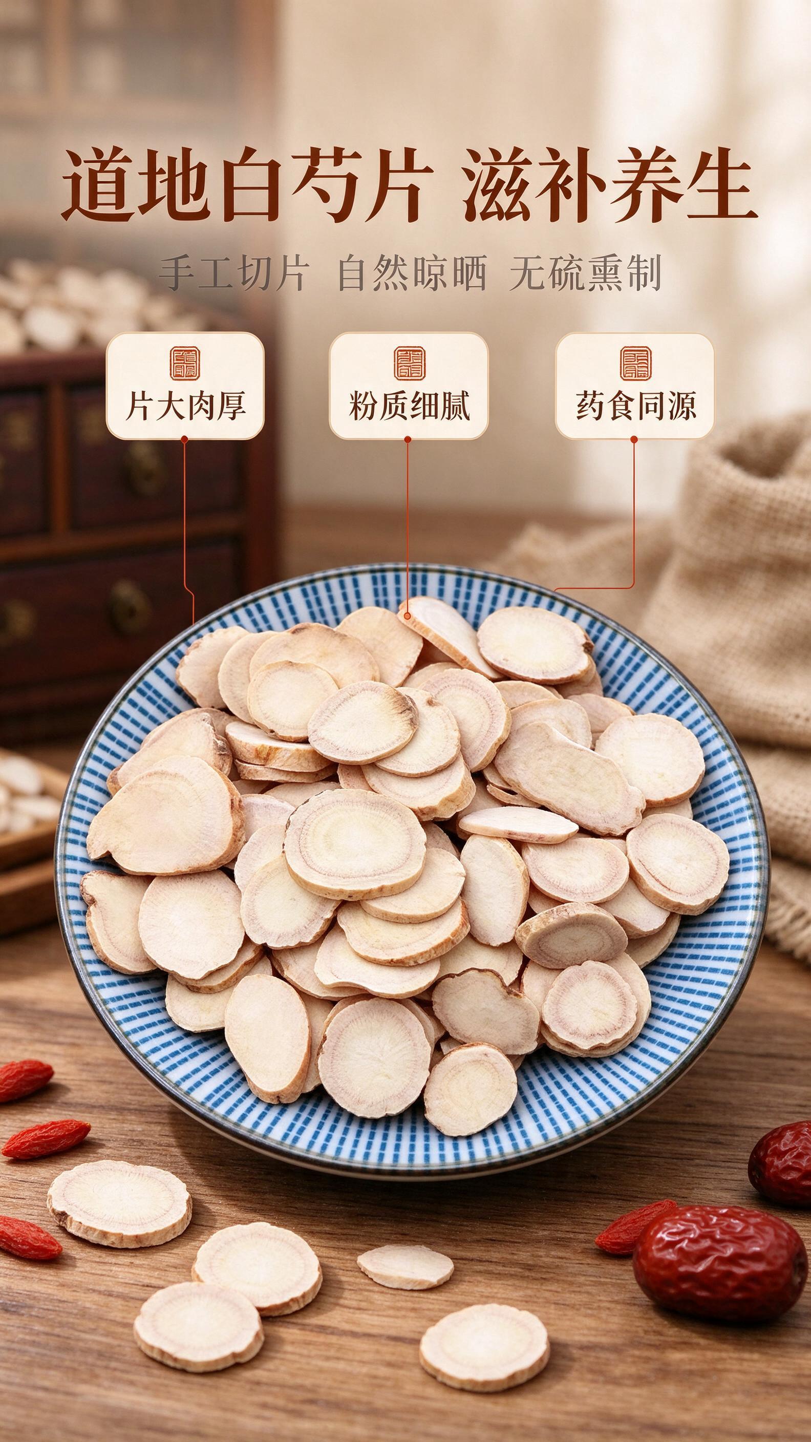 [商品] 使用【图1】白芍片；保留圆片状外形、浅米白至淡棕褐色… - 图片创意预览