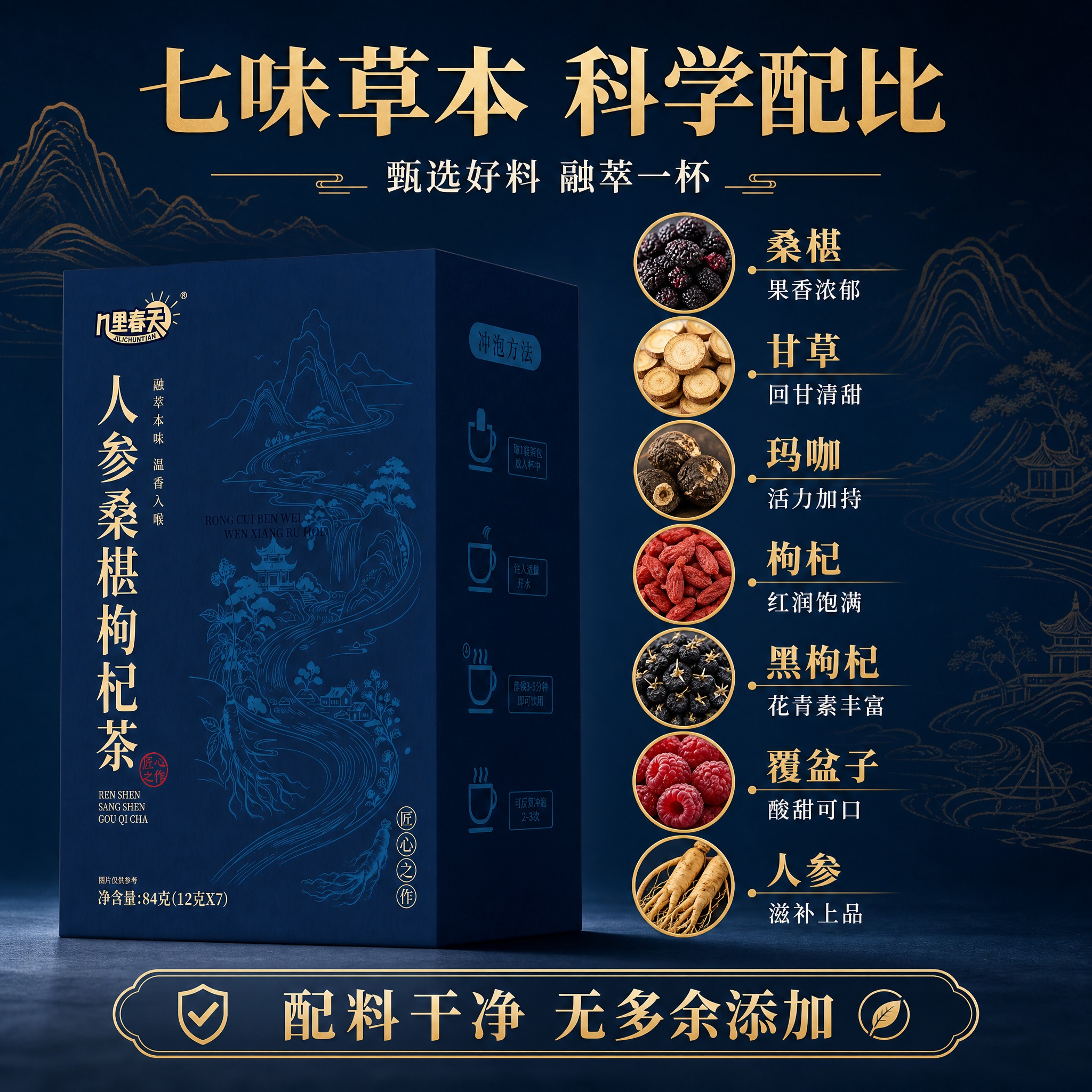 [主图-5] 配方卖点解读：七味草本科学配比，信息型卖点图。… - 图片创意预览