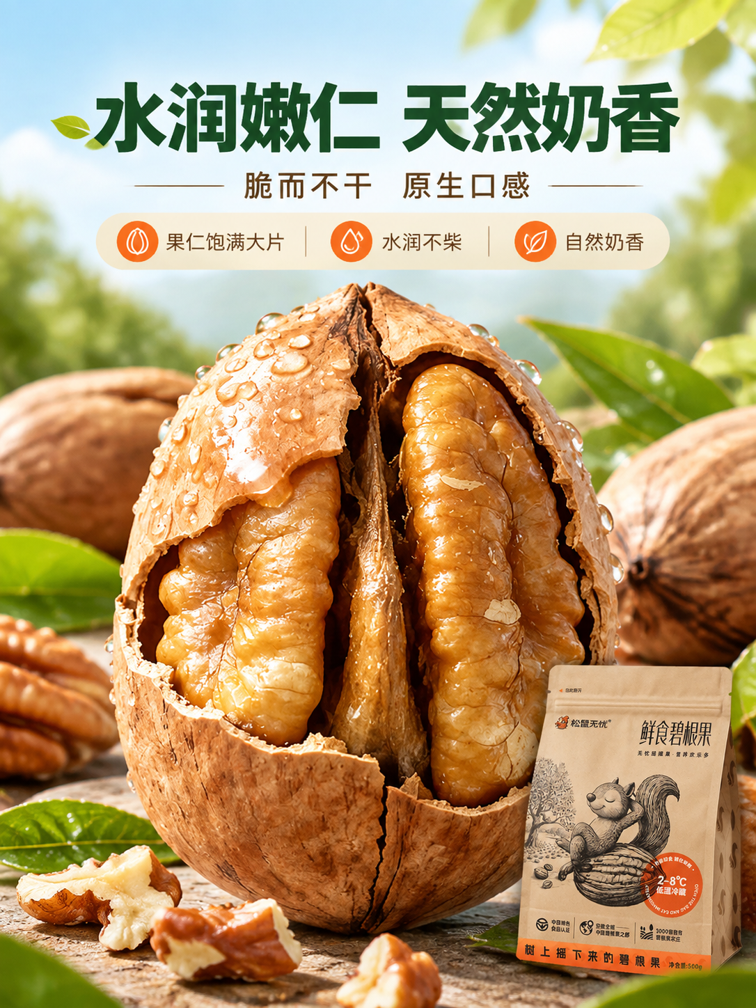 [商品] 使用【图1】剥开的碧根果大特写与【图4】产品包装；保… - 图片创意预览