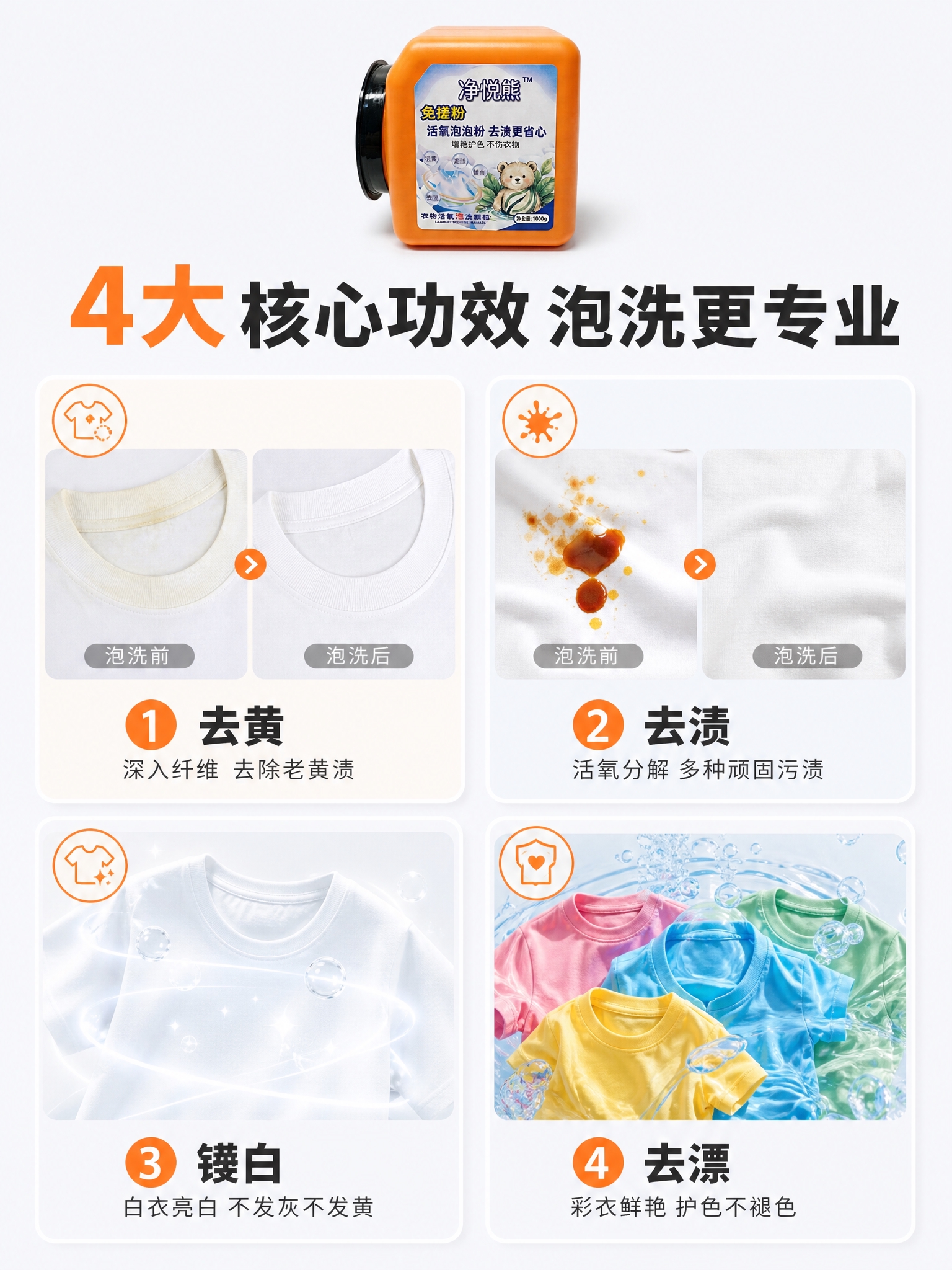 [商品] 使用【图1】净悦熊免搓粉橙色方罐产品；保留罐体橙色、… - 图片创意预览