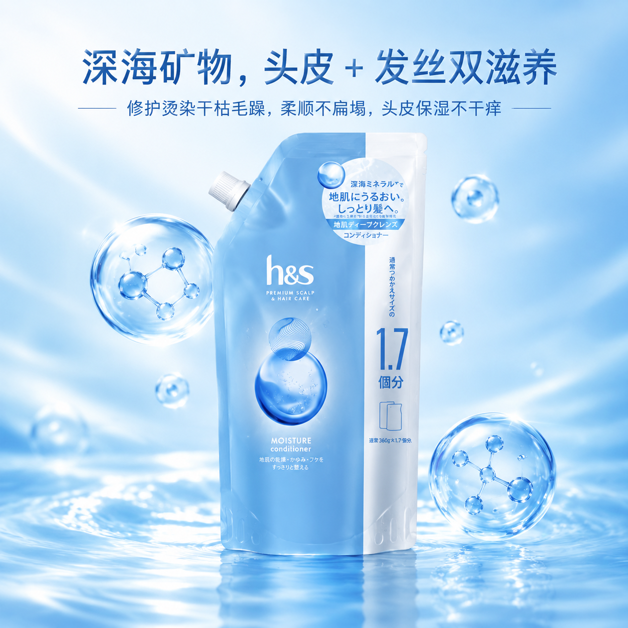 商业产品摄影，方形电商轮播图，浅蓝通透水光渐变背景，简约干净。… - 图片创意预览