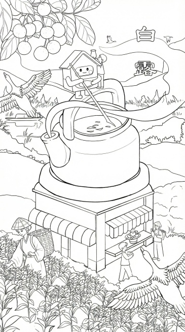 将图片转换为黑白线稿风格的填色绘本，保留所有画面元素的轮廓，去除色彩和光影预览效果