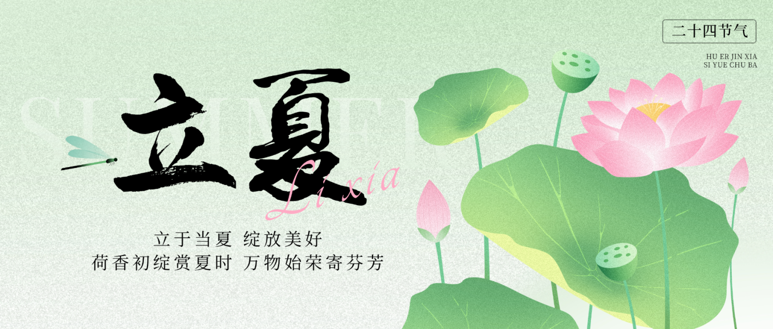 立夏通用节气祝福荷花荷叶微信公众号首图预览效果