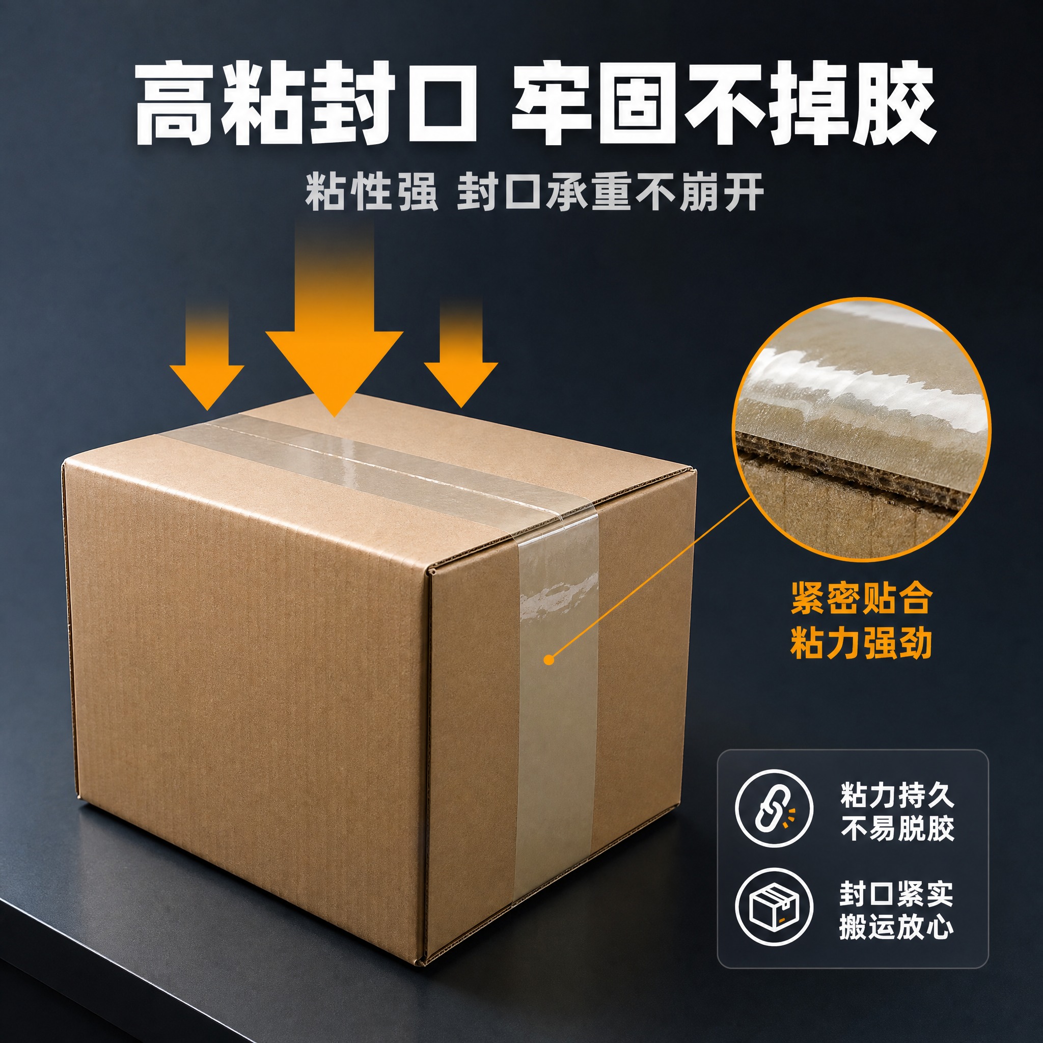 [主图-3] 静音无声封箱胶带 高粘封口卖点证明，展示粘性强封… - 图片创意预览