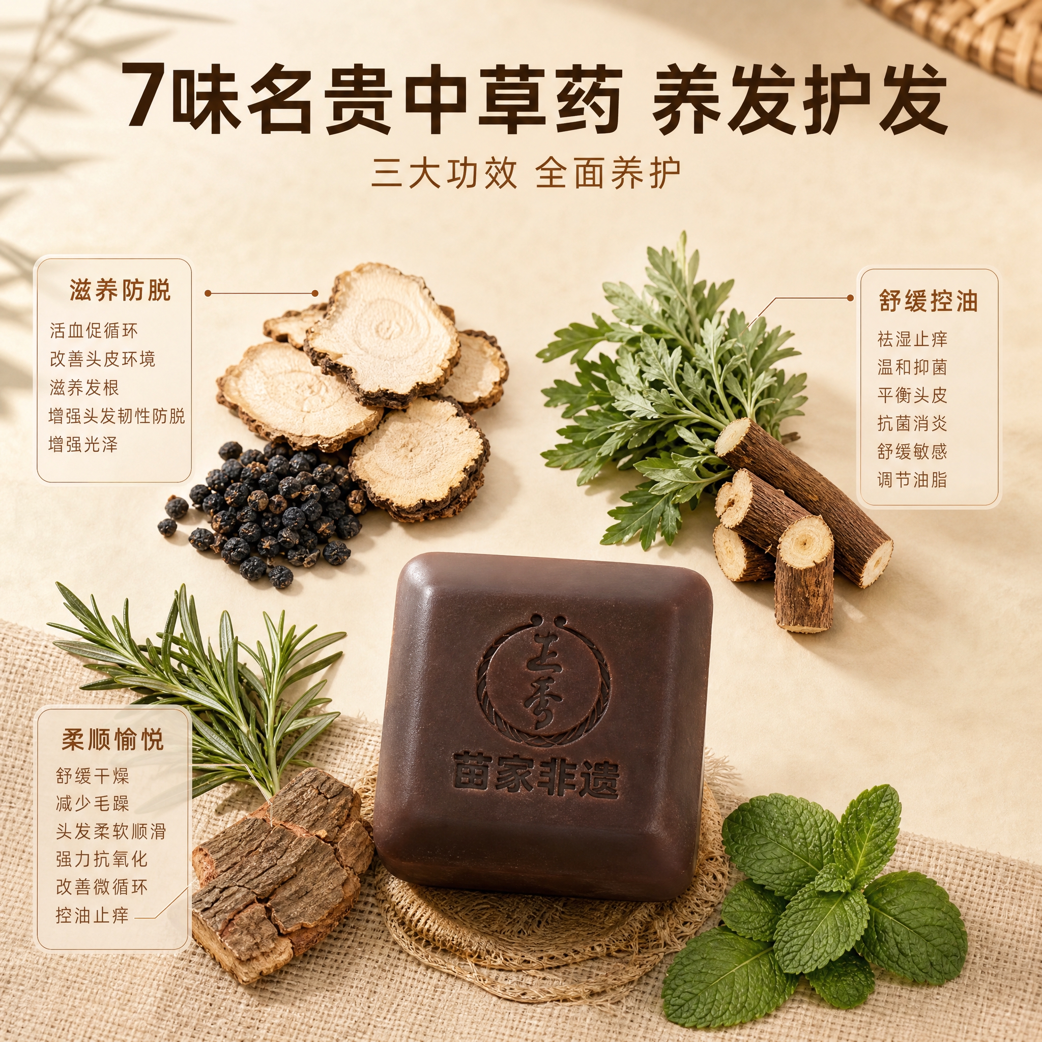 [主图-2] 核心功效 7味中草药成分解析 滋养防脱 舒缓控油… - 图片创意预览
