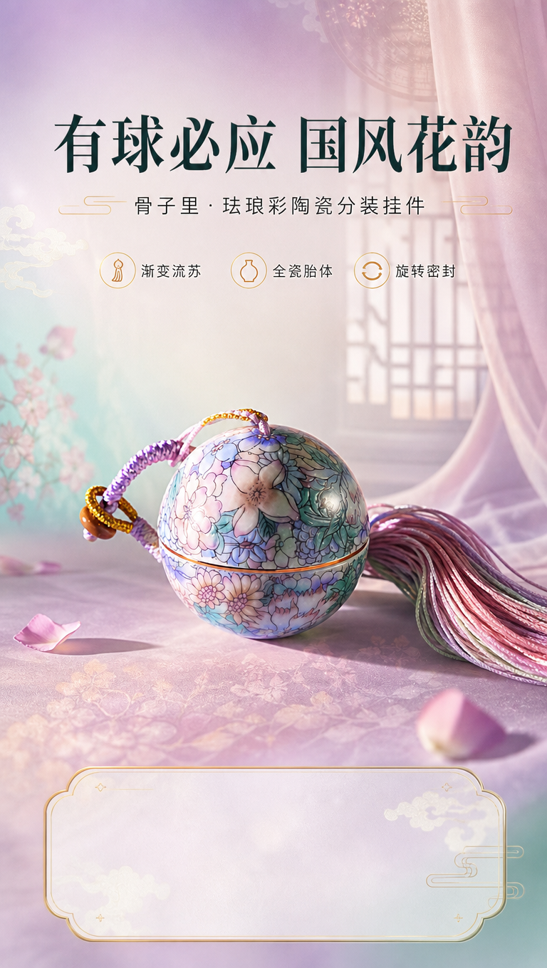 [商品] 使用【图1】骨子里国风万花款珐琅彩陶瓷分装罐挂件；保… - 图片创意预览