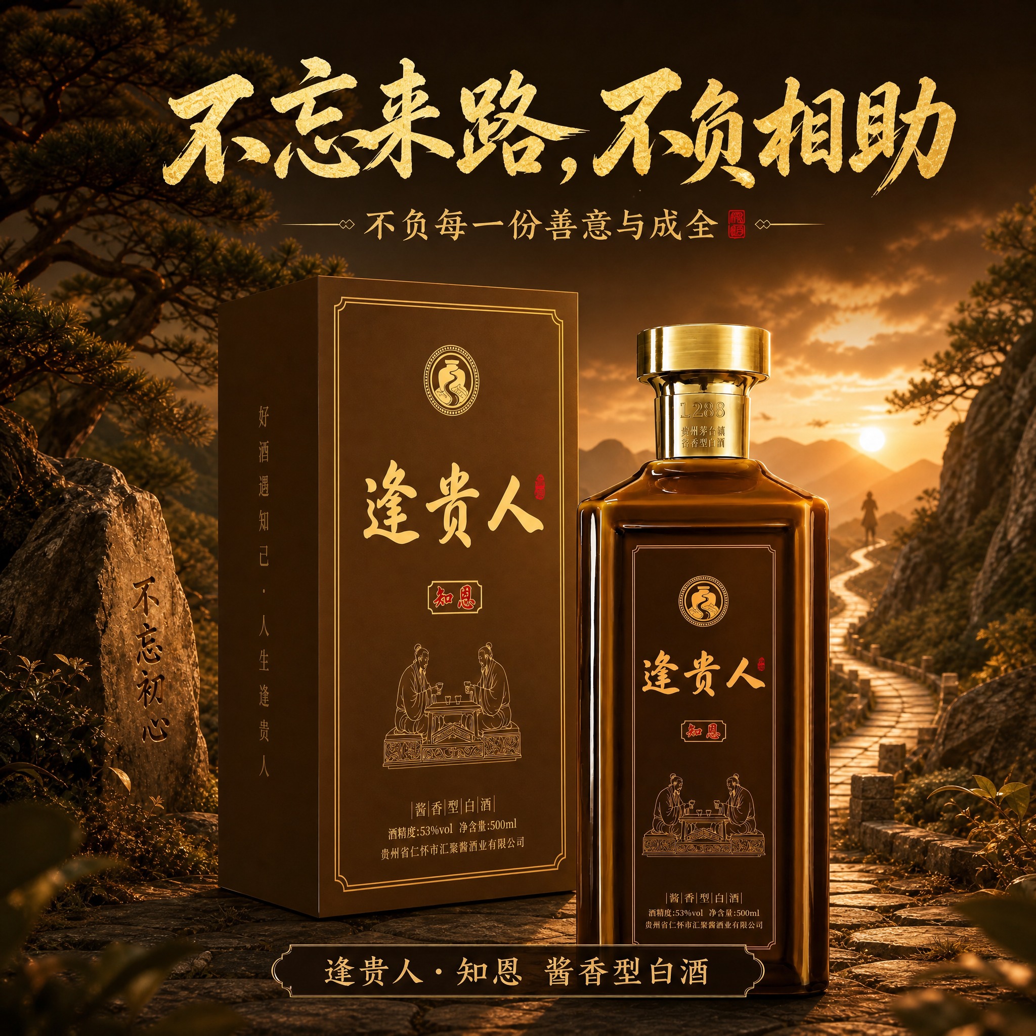 在原图基础上修改：将画面比例改为1:1正方形，在酒瓶左前方加入… - 图片创意预览