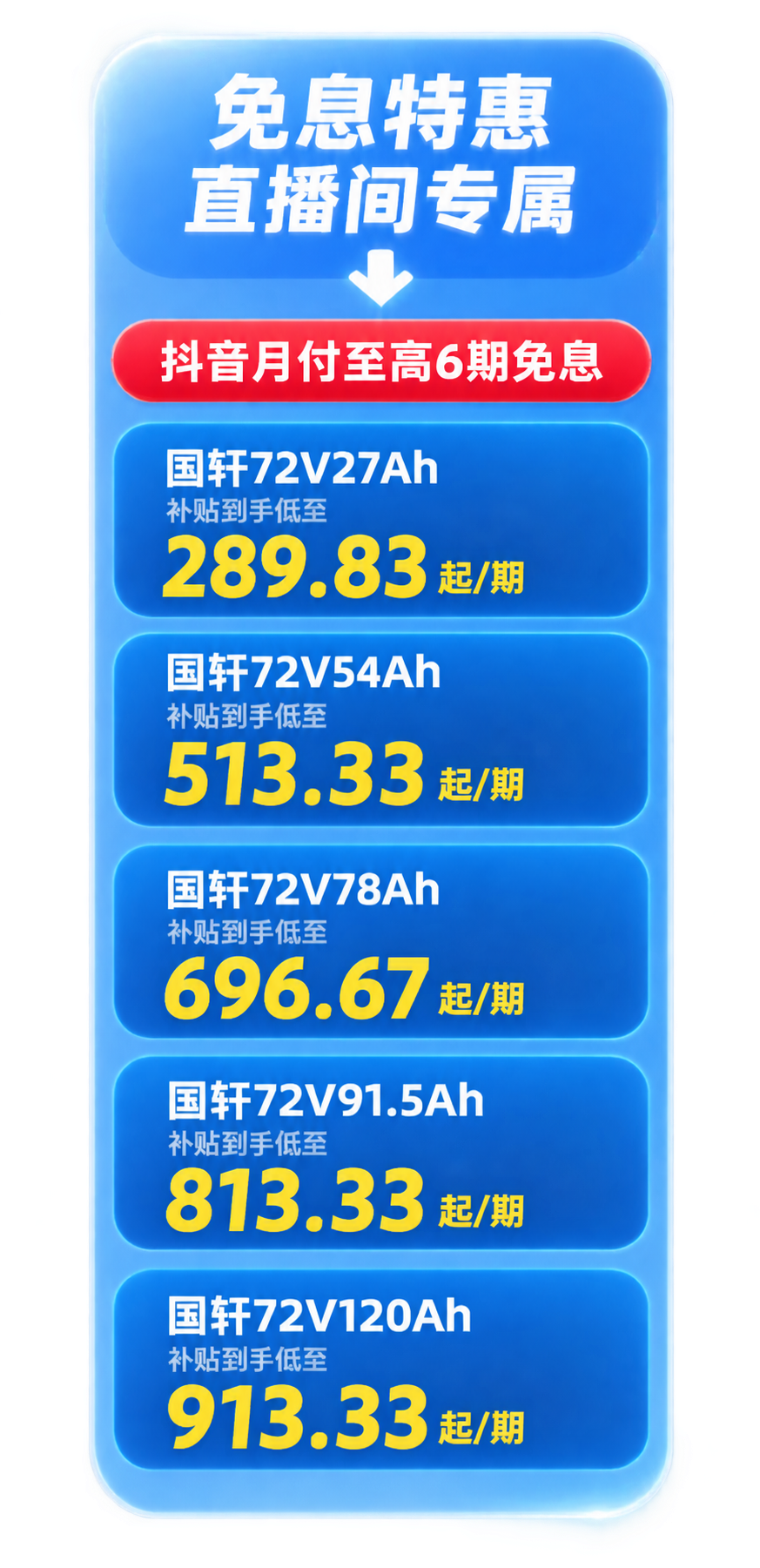 抖音电商直播间右侧价格悬浮卡贴片，PNG透明背景，竖版细长卡片… - 图片创意预览