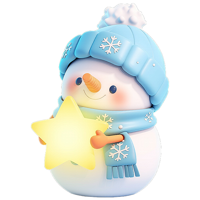 改成偏向左抱着星星的小雪人