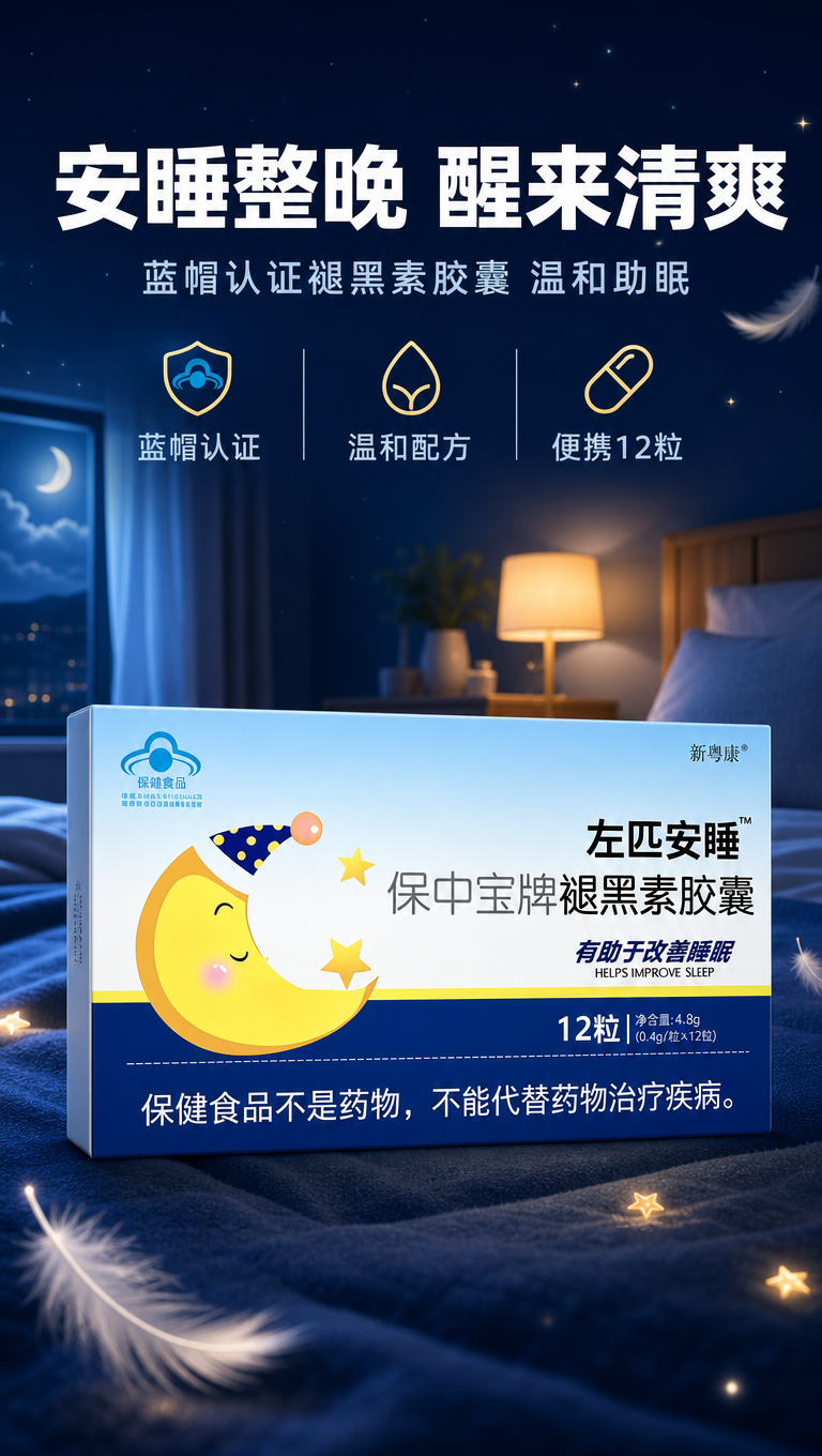 [商品] 使用【图1】新粤康左匹安睡保中宝牌褪黑素胶囊产品包装… - 图片创意预览