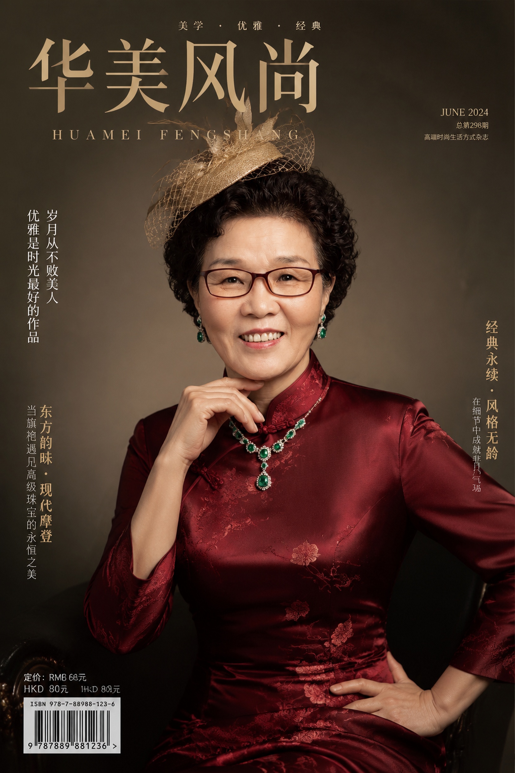 以图中50岁东亚女性为原型，生成中国高端时尚杂志封面半身照，奢… - 图片创意预览