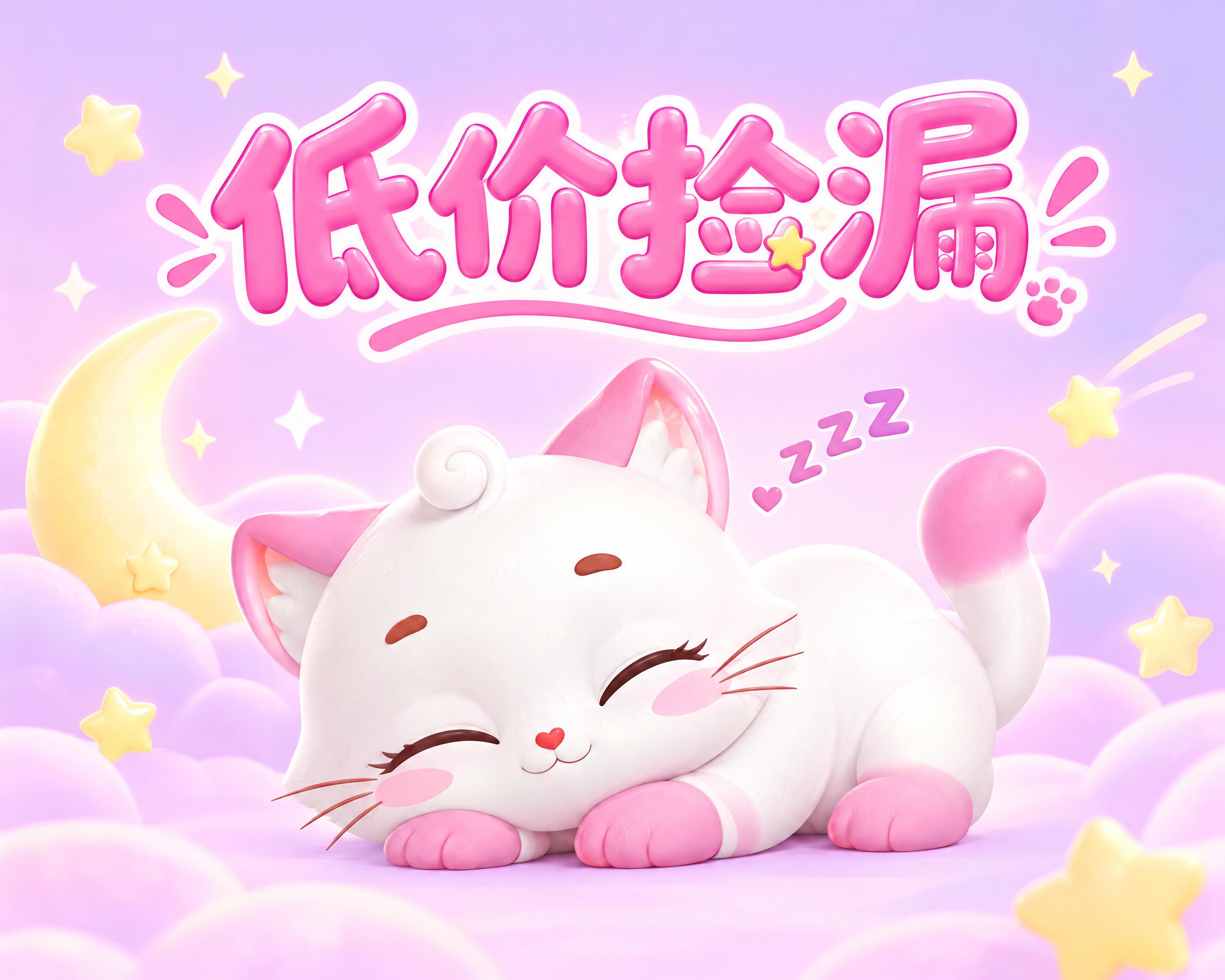 小程序分享页面设计，5:4比例。画面主体是参考图中的粉白色可爱… - 图片创意预览