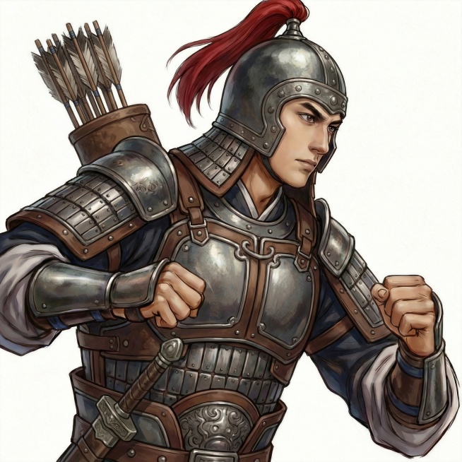 去掉头盔上的鸟造型的装饰，背后增加箭袋，腰间挂一把剑预览效果