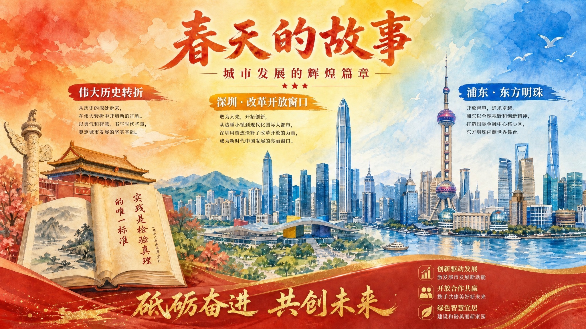 去掉右下角的二维码占位红色方块，将该区域替换为与底部红色绸带背… - 图片创意预览
