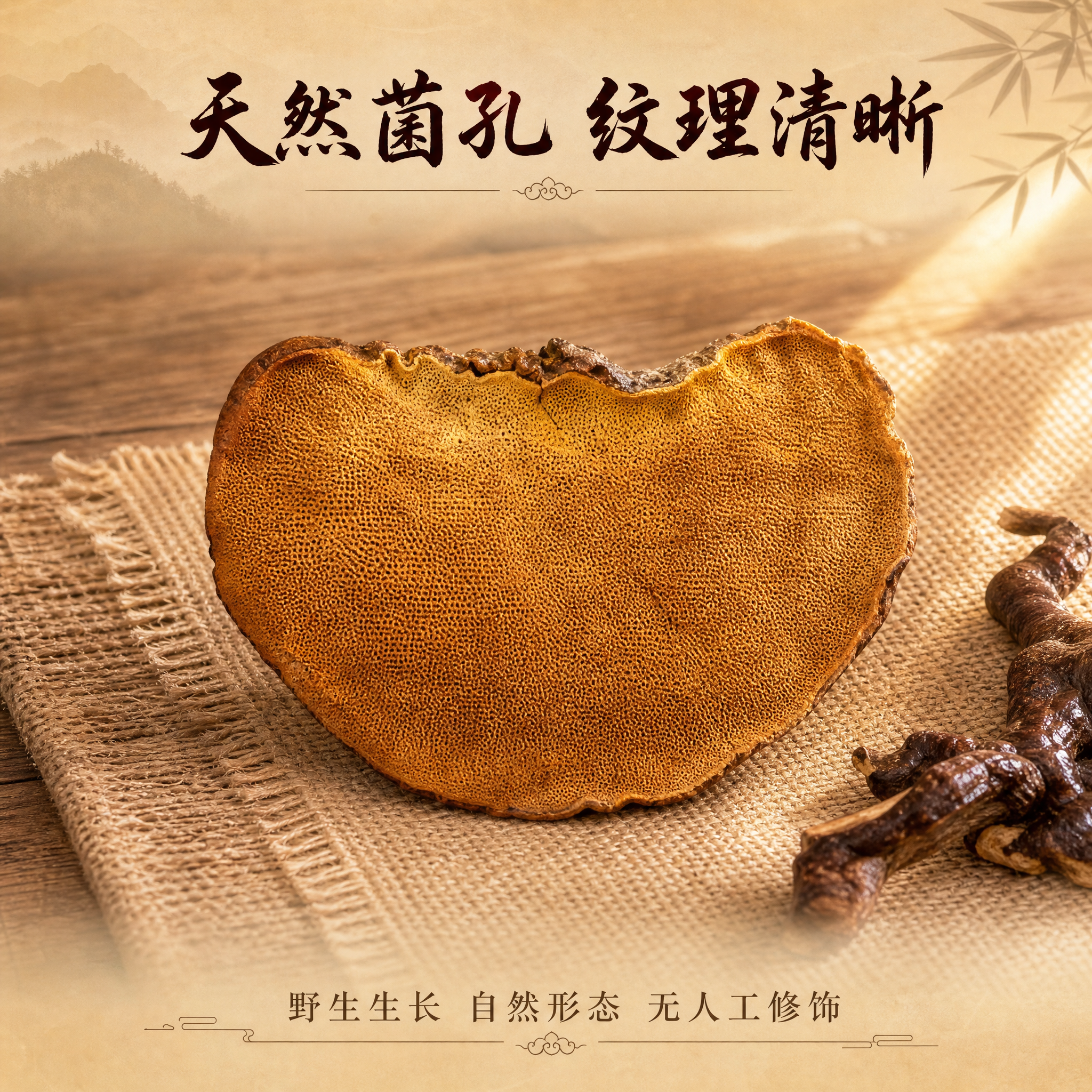 [主图-2] 主题：灵芝背面菌孔结构特写，展示天然野生灵芝的内… - 图片创意预览