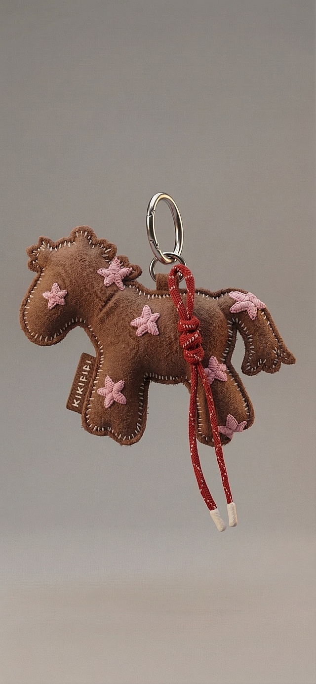 将材质改为布艺，粉色星星做成刺绣效果，呈现布艺的柔软质感和刺绣的立体纹理