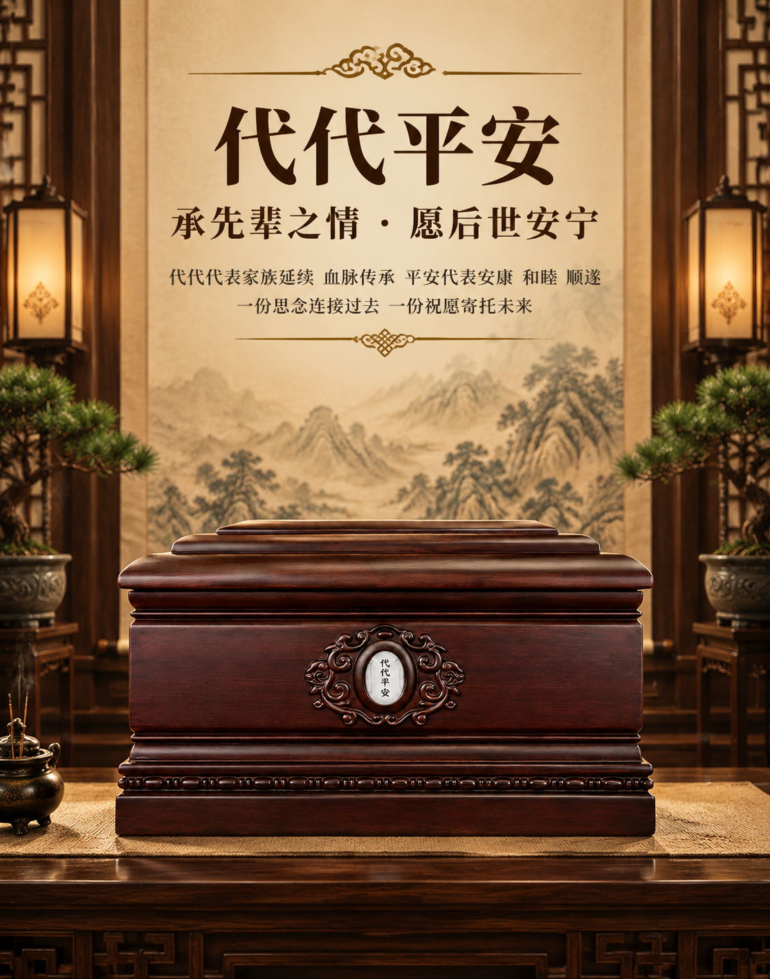 [主图-4] 790×1000竖版文化寓意图，代代平安家族传承… - 图片创意预览