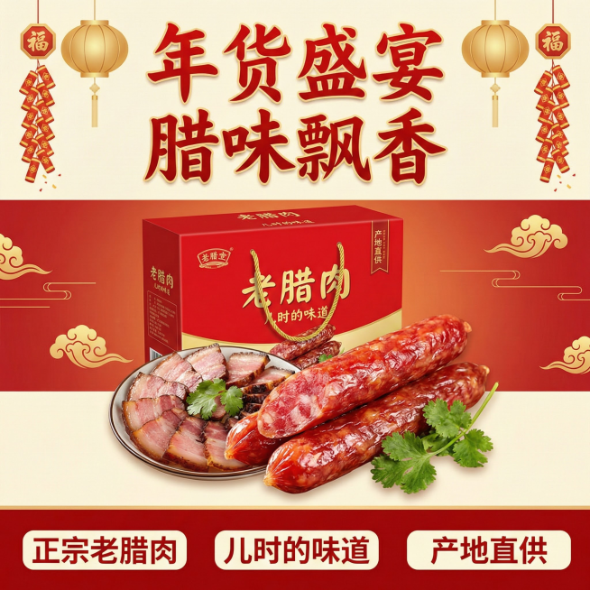 上面这个图很好 香肠帮我换成大的那种香肠，不是小香肠 是大的那种腊肠预览效果