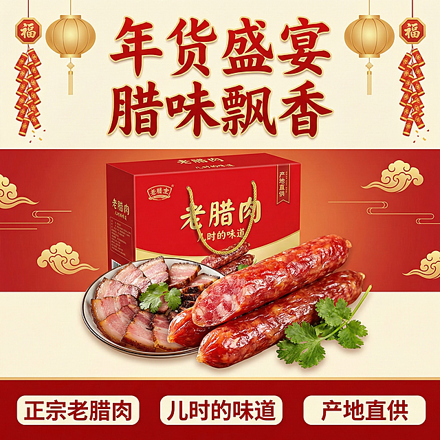 上面这个图很好 香肠帮我换成大的那种香肠，不是小香肠 是大的那种腊肠